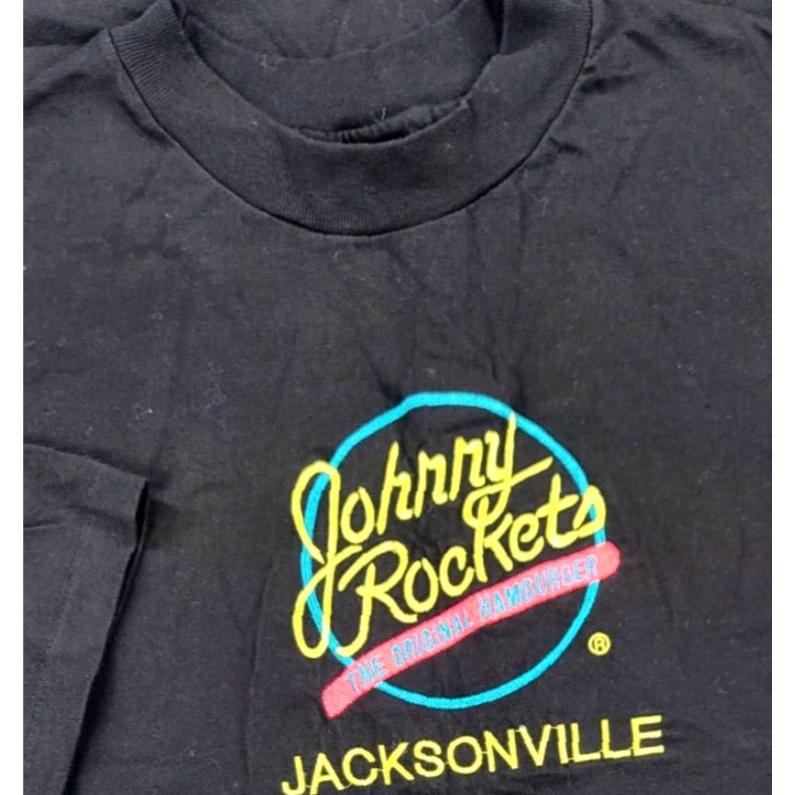 Hanes VTG Hanes T-Shirt 90s Johnny Rockets Jacksonville Short Sleeve XL Black Mens T-Shirt Size US XL / EU 56 / 4 - 2 Thumbnail