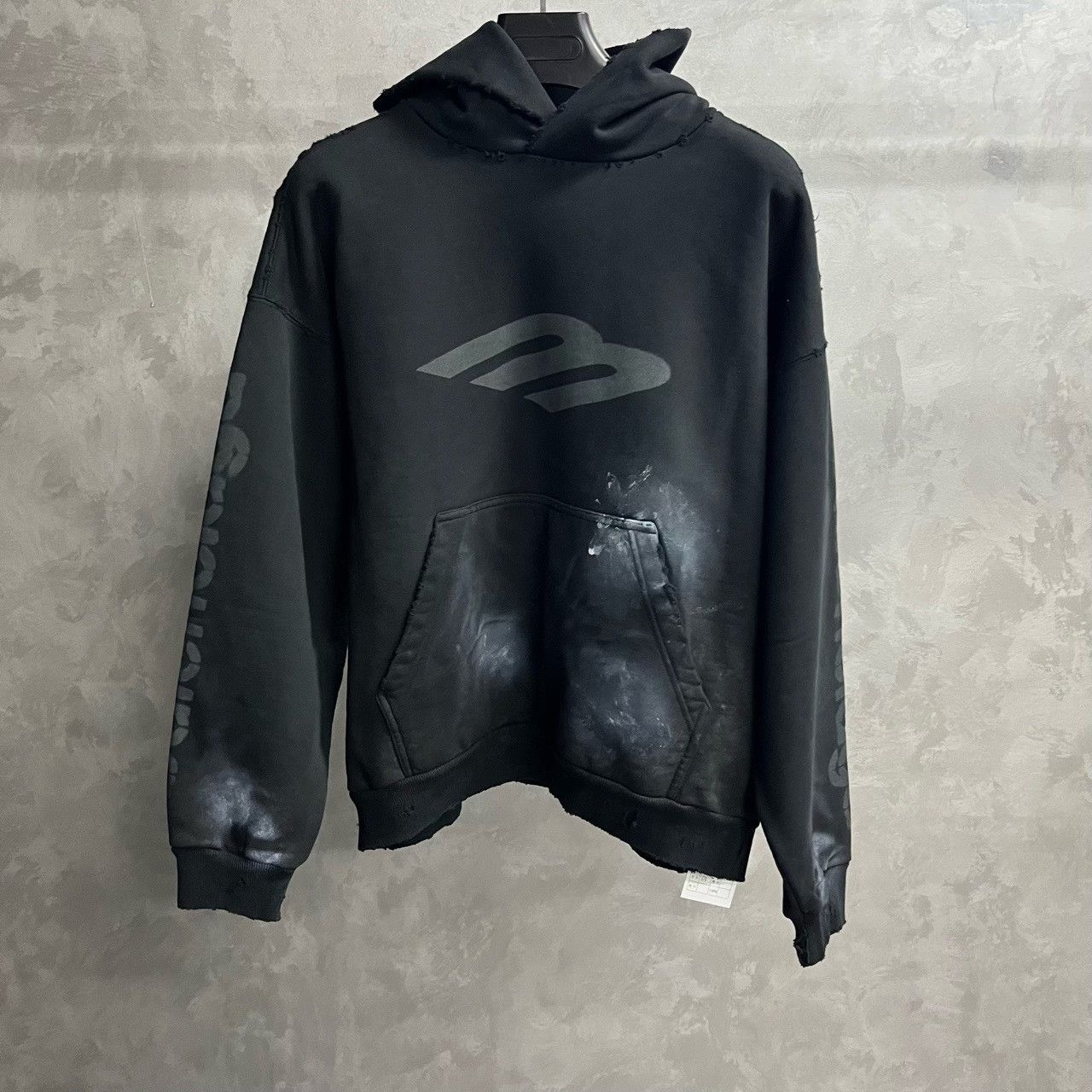 Balenciaga Balenciaga 3B Letter Print Hooded Sweatshirt Size US L / EU 52-54 / 3 - 1 Thumbnail