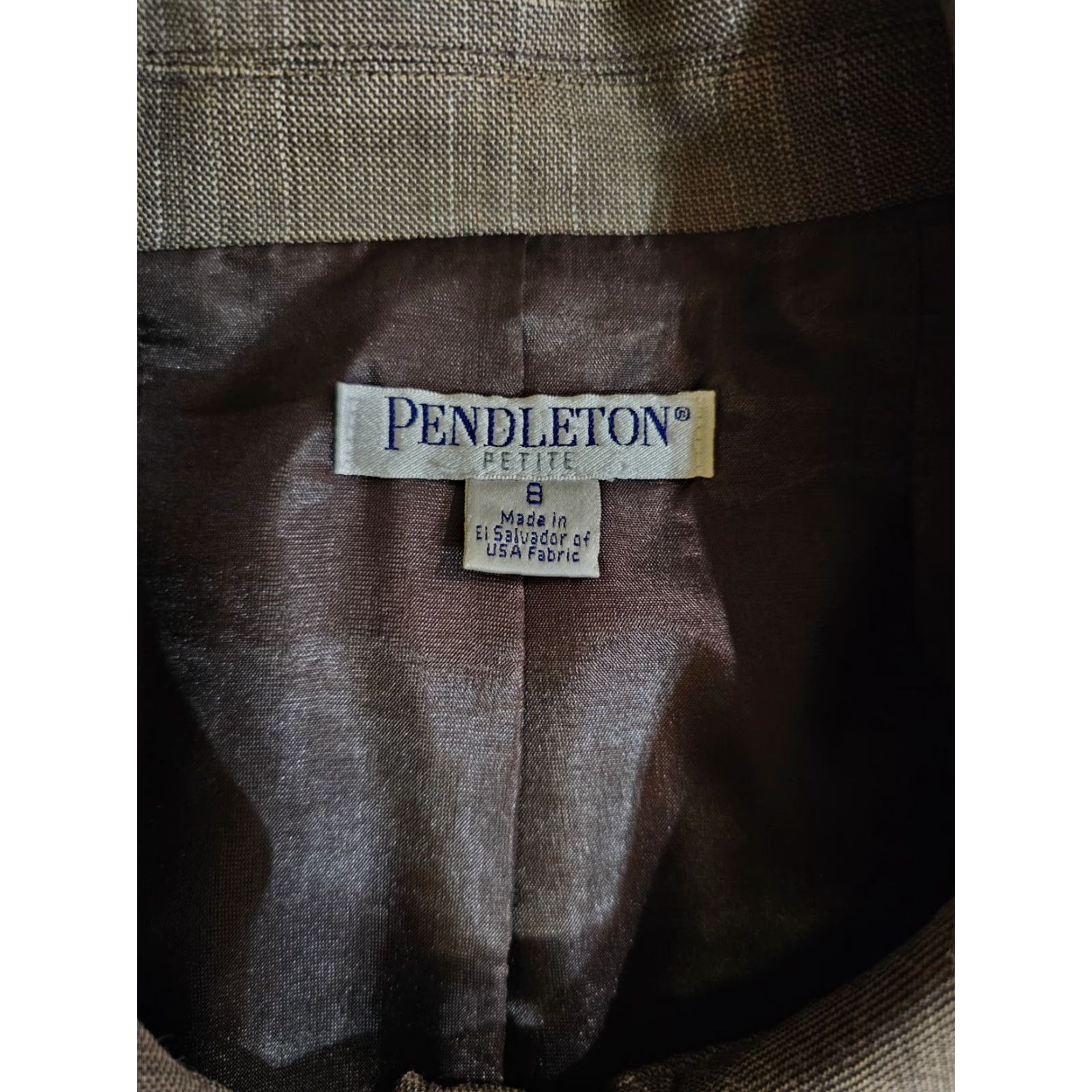 Pendleton VINTAGE Pendleton Petite Virgin Wool Blazer Suit Jacket Women's 8P Brown Blazer Size M / US 6-8 / IT 42-44 - 4 Thumbnail