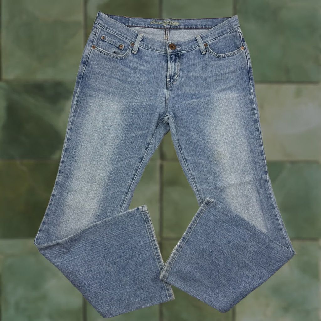 American Eagle Outfitters VINTAGE American Eagle Jeans Womens 12 Reg Hipster Fit Low Waist Flare Y2K 90s Blue Size 34" / US 12 / IT 48 - 1 Thumbnail