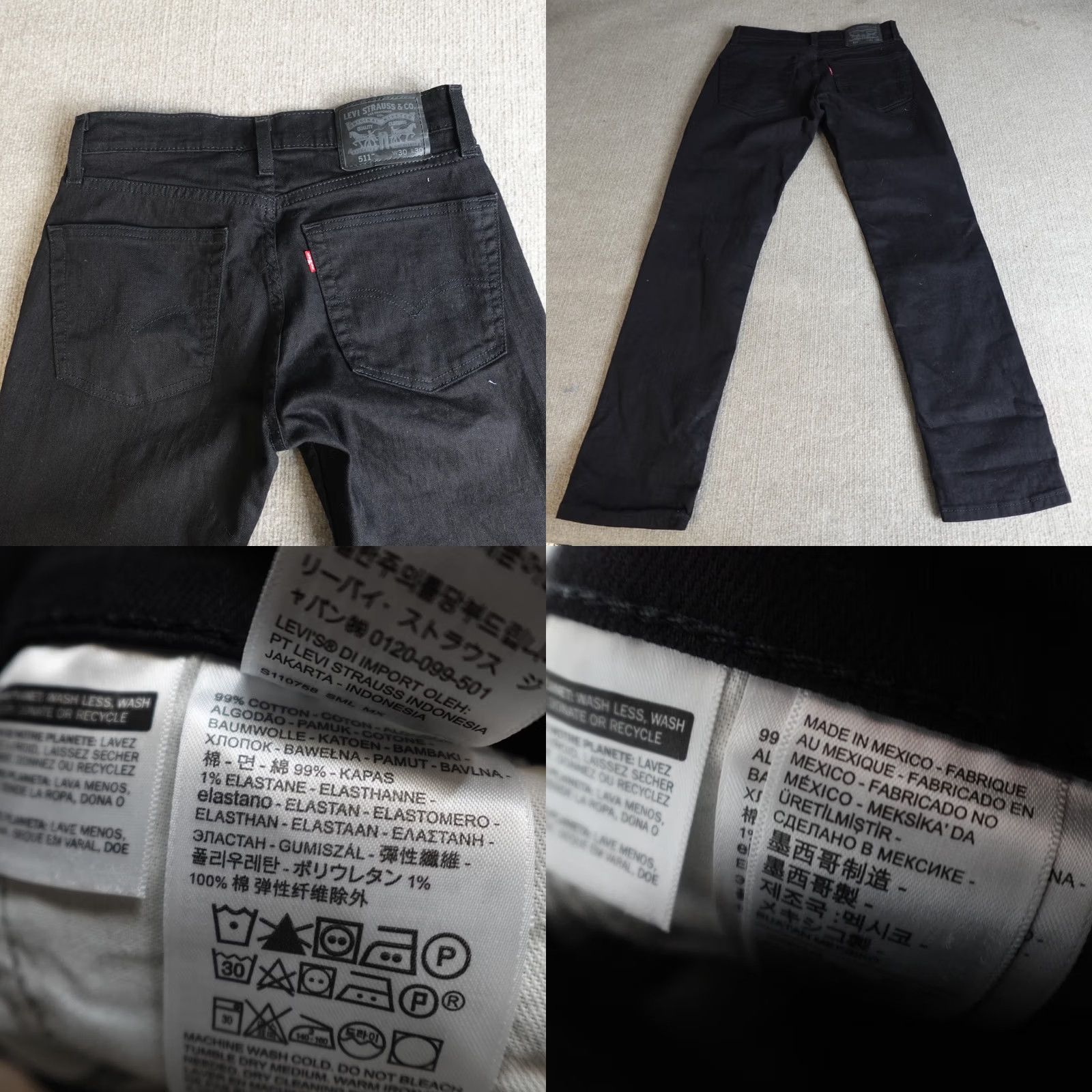 Levi's Levi's 511 Jeans 30 x 29 Black Solid NEW Denim 5-Pocket Straight Stretch Men Regular Jeans Size US 30 / EU 46 - 8 Thumbnail