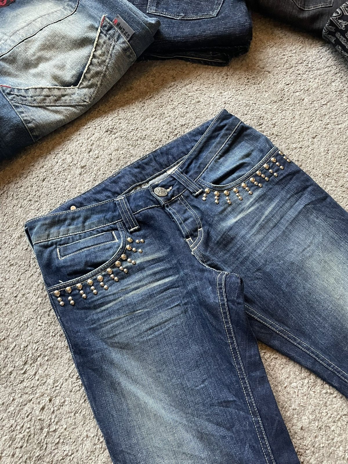 Other Made in italy jeans with studs avant garde denim Size 33" - 2 Thumbnail