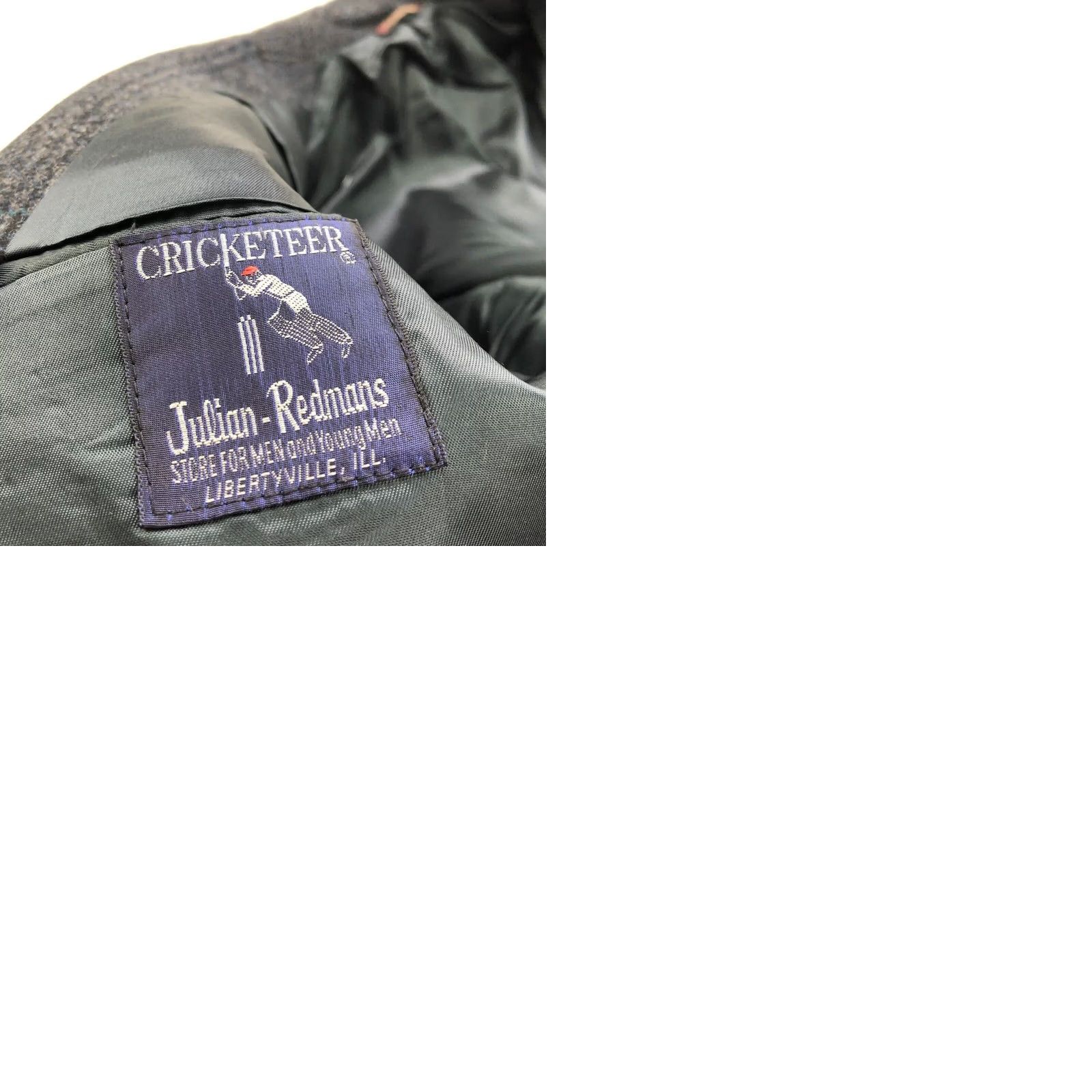 Vintage Cricketeer 42 Wool Tweed Like Plaid Two-Button Sport Coat Jacket Gray Blue Mens Size US XS / EU 42 / 0 - 12 Thumbnail