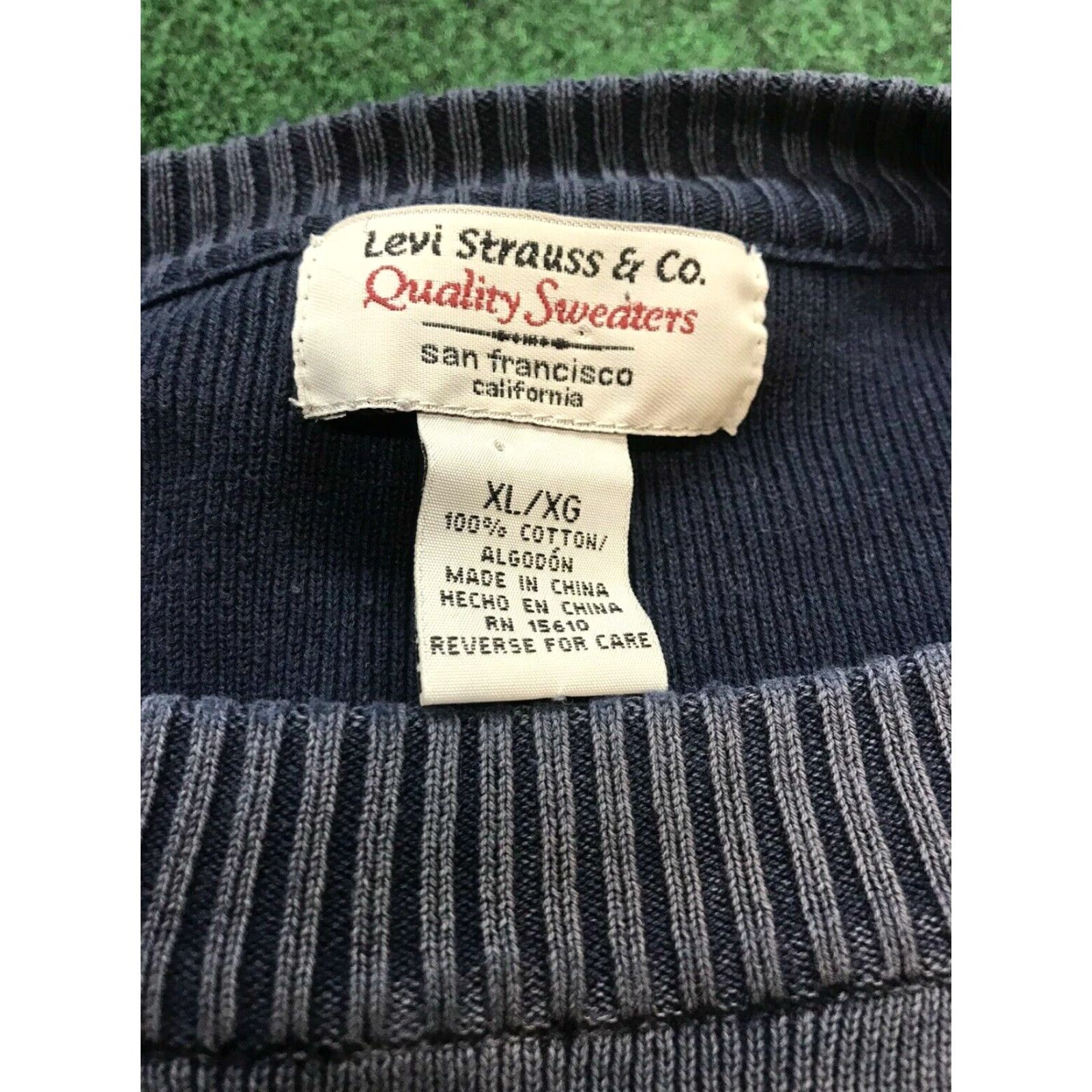 Vintage Vintage 1990s Levi's Levi Strauss Long Sleeve Sweater Mens XL Navy Faded Ribbed Knit Clothing Size US XL / EU 56 / 4 - 4 Thumbnail