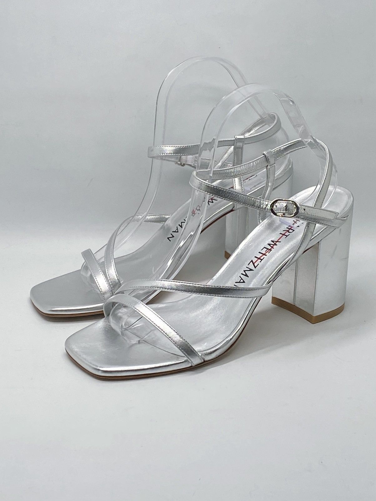 Stuart Weitzman Stuart Weitzman Metallic Leather Block-Heel Sandals size 9 Size US 9 / IT 39 - 4 Thumbnail