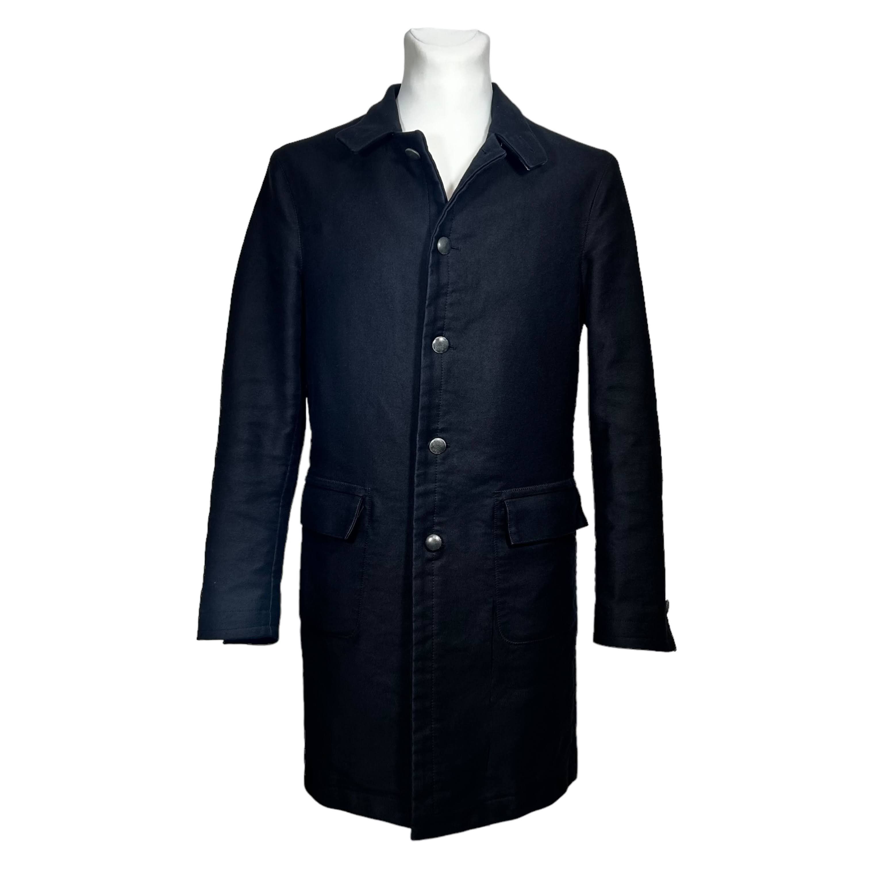 image of Hannes Roether Black Slim Heavy Coat Avant Garde Size M, Men's