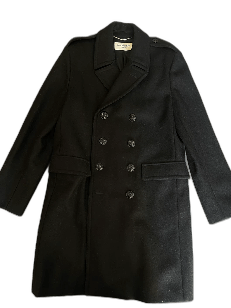 Yves Saint Laurent Saint Laurent Black Wool Overcoat Size US L / EU 52-54 / 3 - 1 Thumbnail