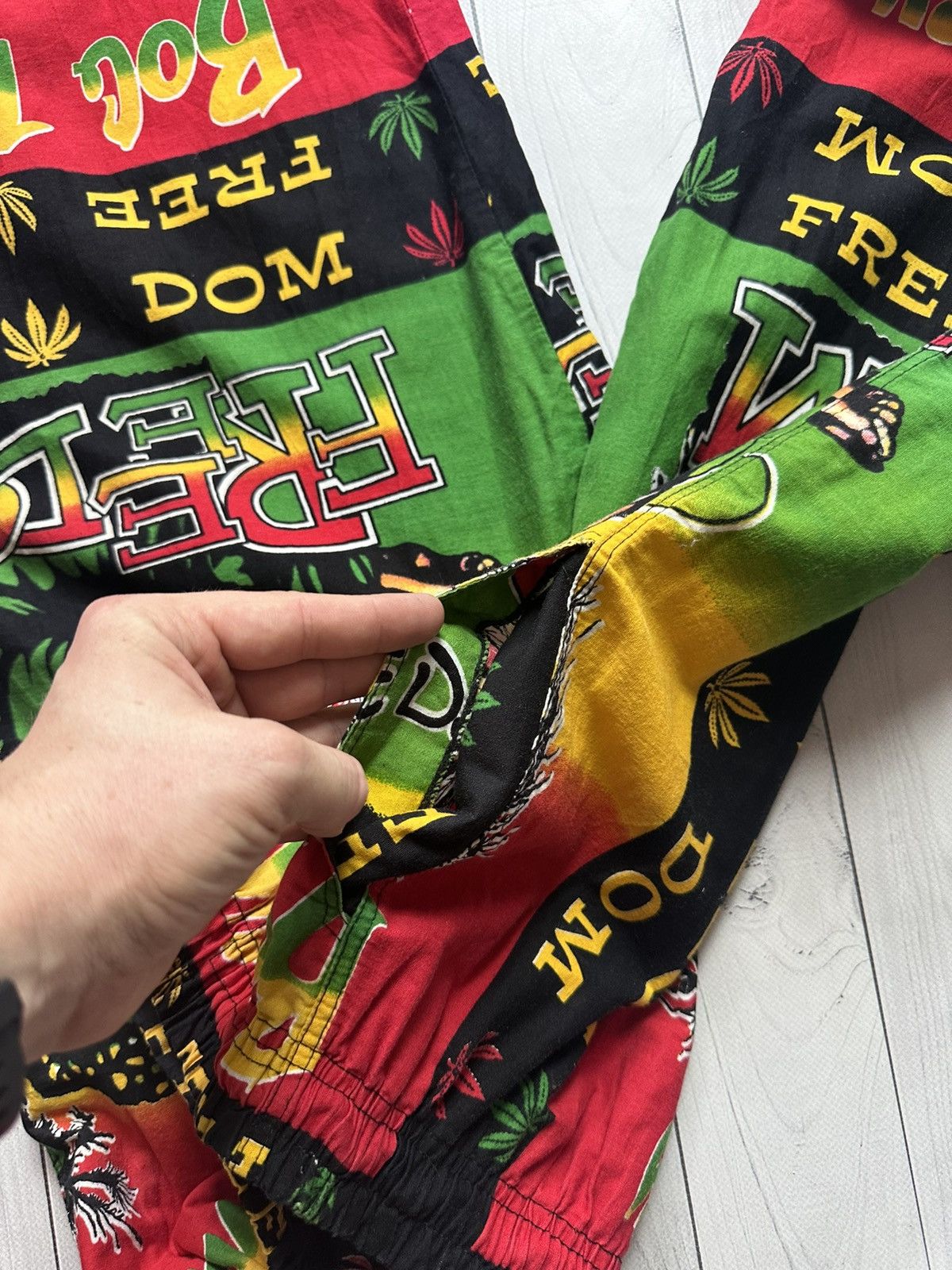 Bob Marley × Vintage Vintage Bob Marley Rasta pants drill joggers size S Size US 31 - 7 Thumbnail
