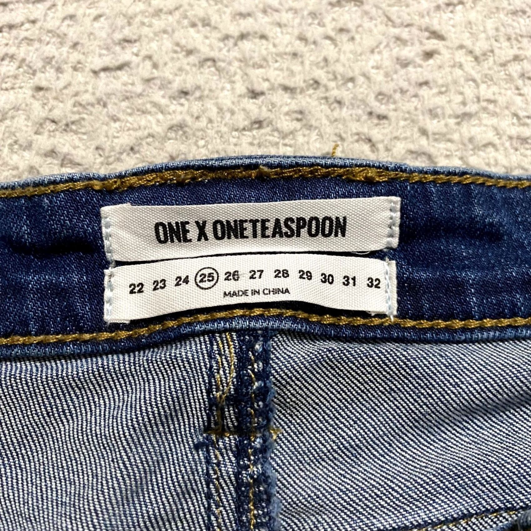 Vintage One Teaspoon Jeans Womens 25 Blue Denim Distressed Eagle Skinny Jeans Size 42" / US 20 - 3 Thumbnail