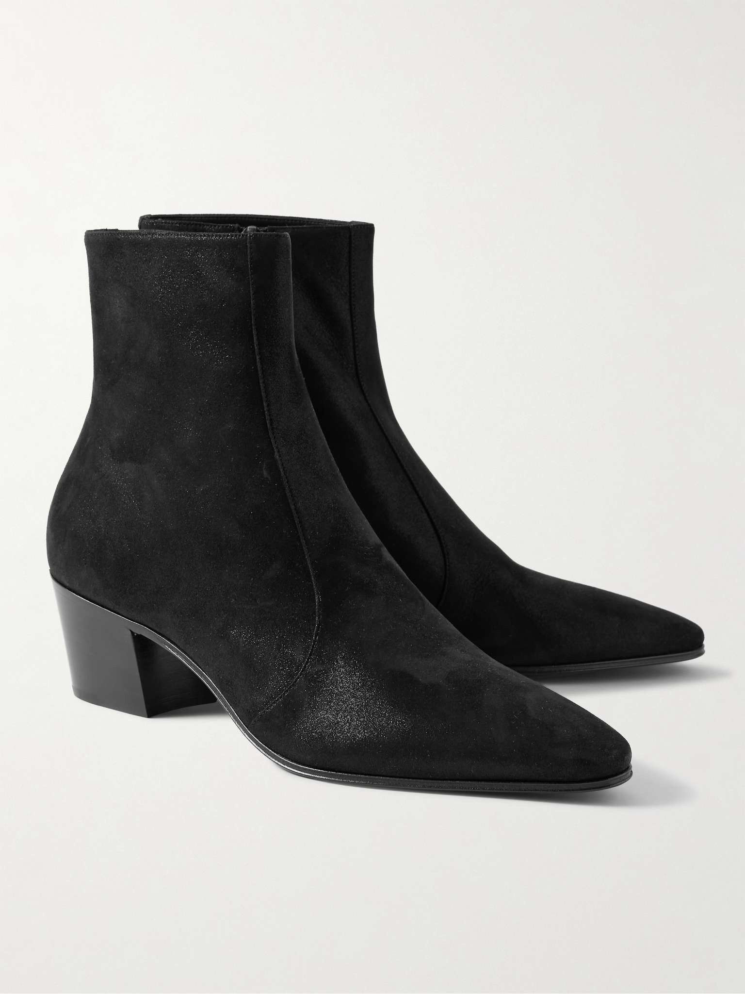 Saint Laurent Paris o1b1hav110425 Vassili Boots in Shimmering Suede in Black Size US 9.5 / EU 42-43 - 4 Thumbnail