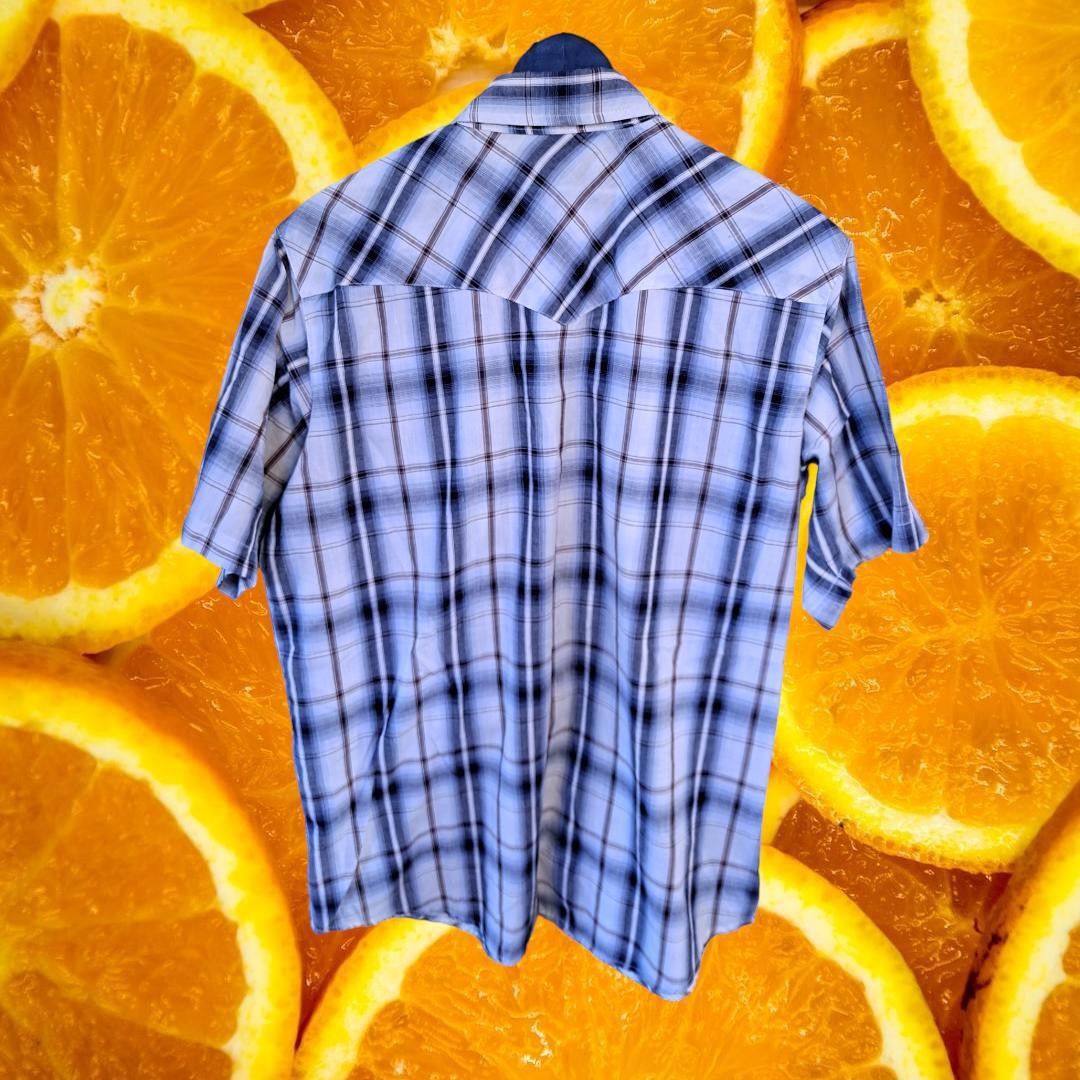 Other Bit & Bridle Brown and Blue Plaid Snap Up Short Sleeve Shirt Size US L / EU 52-54 / 3 - 6 Thumbnail