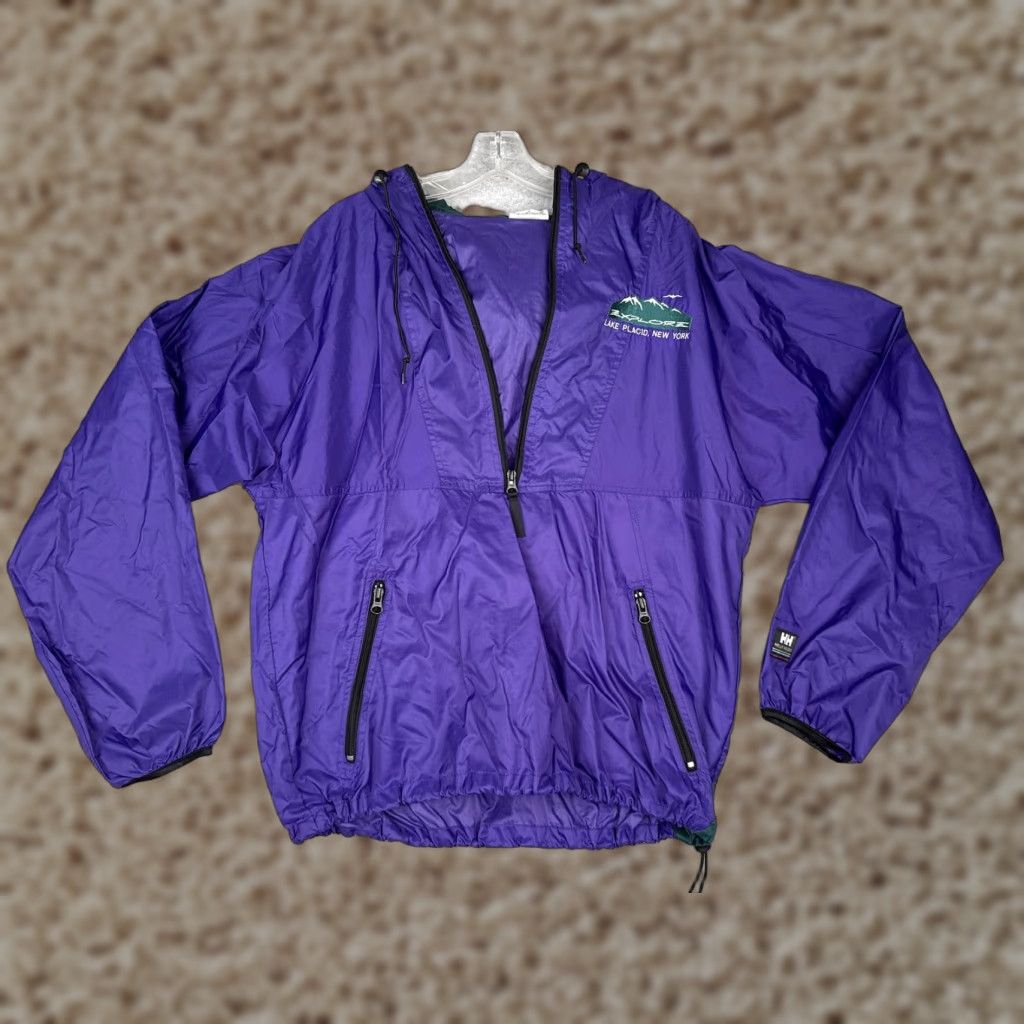 VINTAGE Helly Hansen Jacket Mens Small Purple Explore Lake Placid Anorak 90s