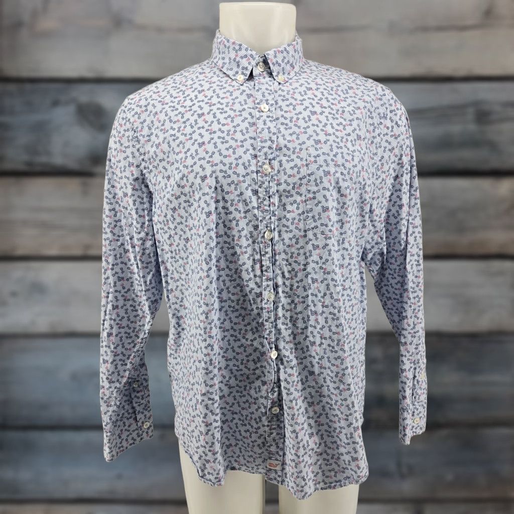 Vineyard Vines Vineyard Vines Murray Shirt Slim Fit Mens LARGE Blue Pineapple Geometric Button-Up Shirt Size US L / EU 52-54 / 3 - 1 Thumbnail
