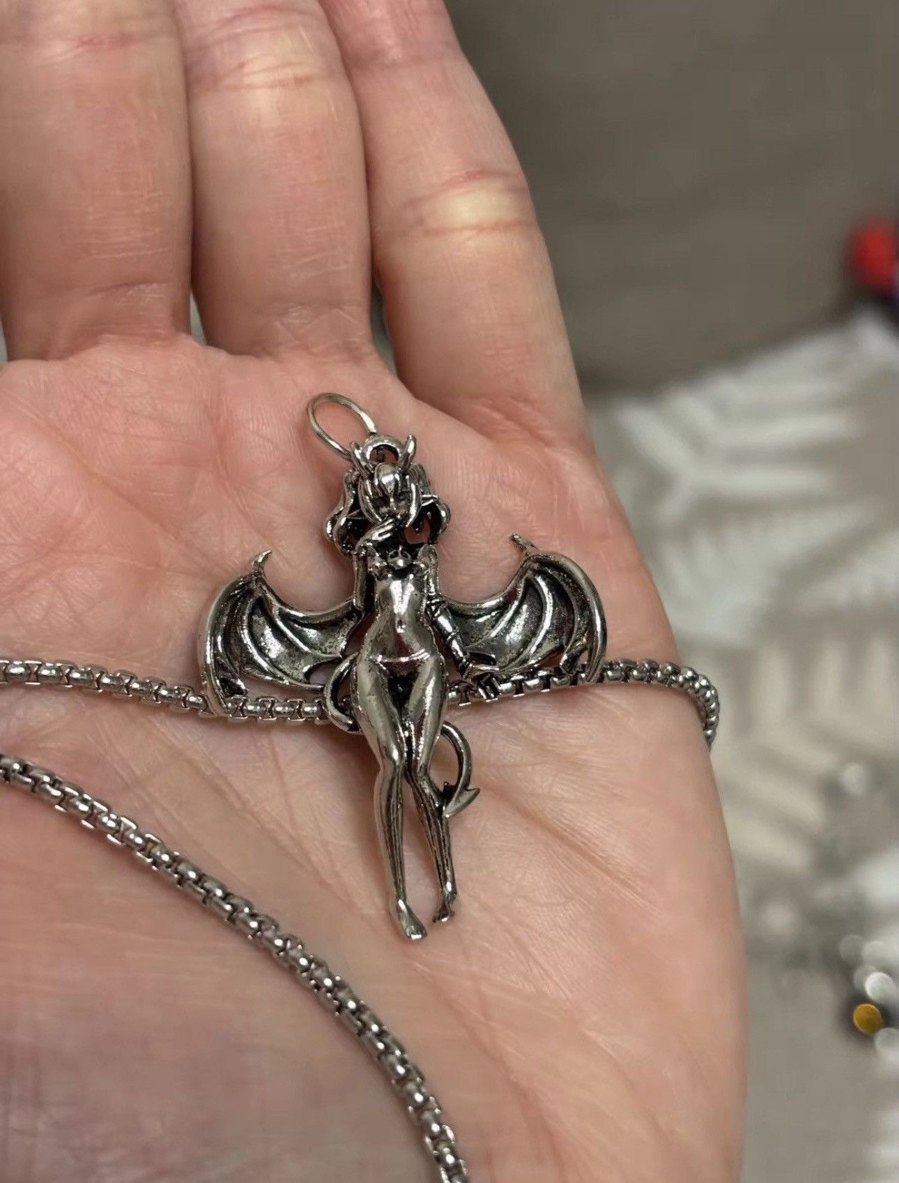 Jewelry Sexy Angel Necklace Y2K Gothic Punk Chain Size ONE SIZE - 1 Thumbnail