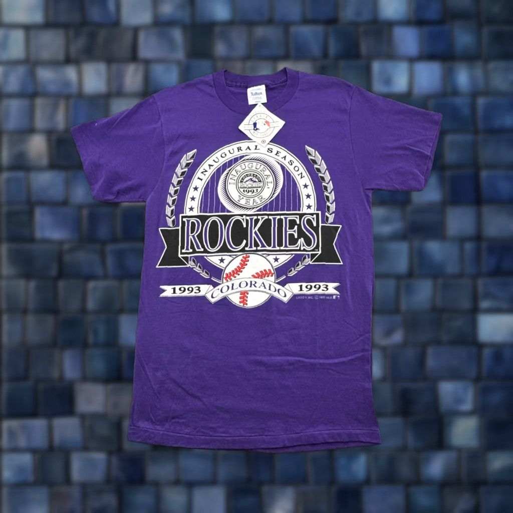 Tultex VINTAGE Rockies Shirt Mens Medium Purple 90s Tultex NWT Inaugural Season 1993 Cotton Short Sleeve Rocky der? Size US M / EU 48-50 / 2 - 1 Thumbnail