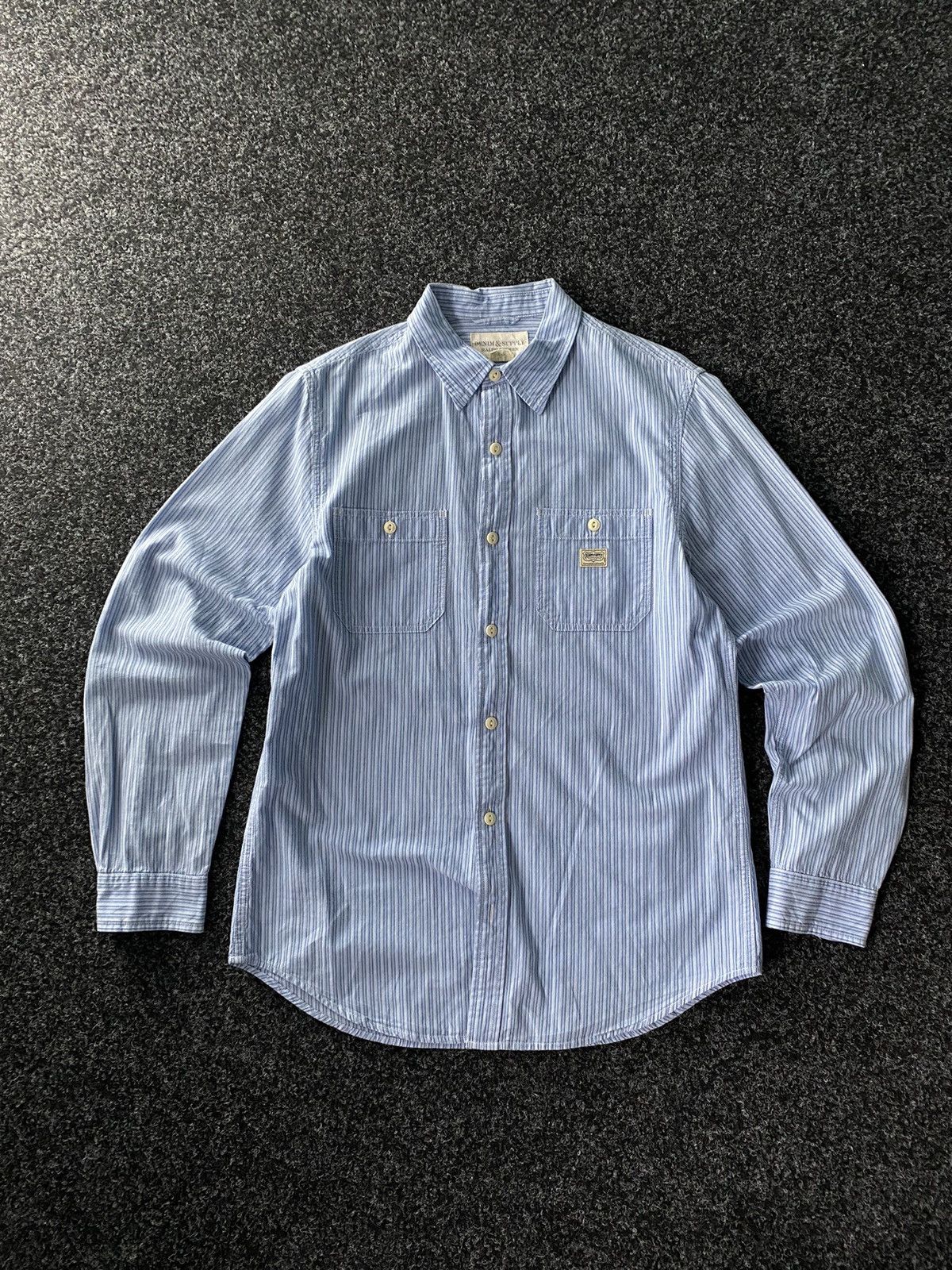 Designer × Polo Ralph Lauren × Vintage Vintage 90s Polo Ralph Lauren sleeve Shirt DENIM & SUPPORT Size US M / EU 48-50 / 2 - 1 Thumbnail