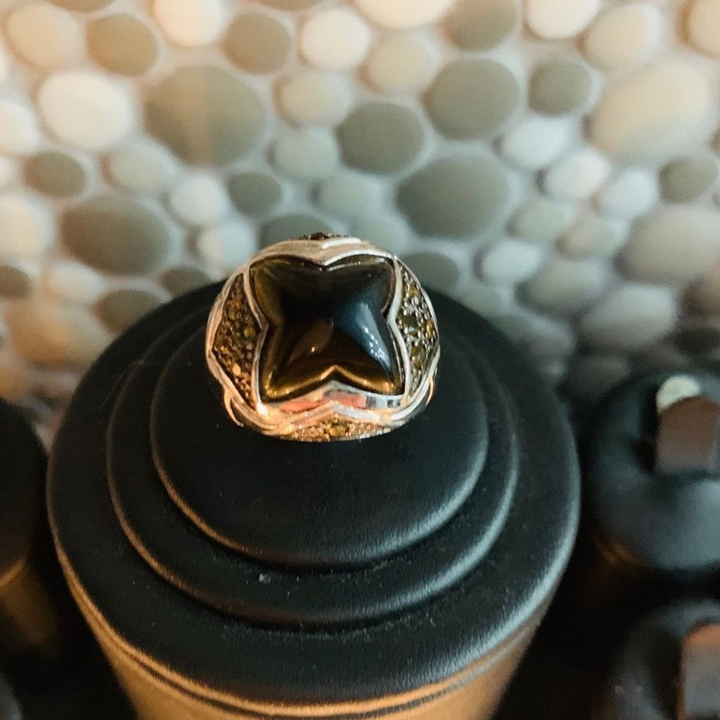 Other Sterling Silver W Black stone Ring with CZ size 8 Size ONE SIZE - 1 Thumbnail
