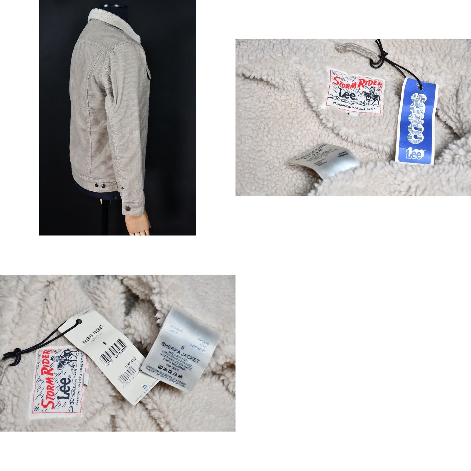 Lee Lee Storm Rider Jacket Mens S Corduroy Sherpa Beige 100% Cotton LEE Storm Rider Casual Coat Size US S / EU 44-46 / 1 - 8 Thumbnail