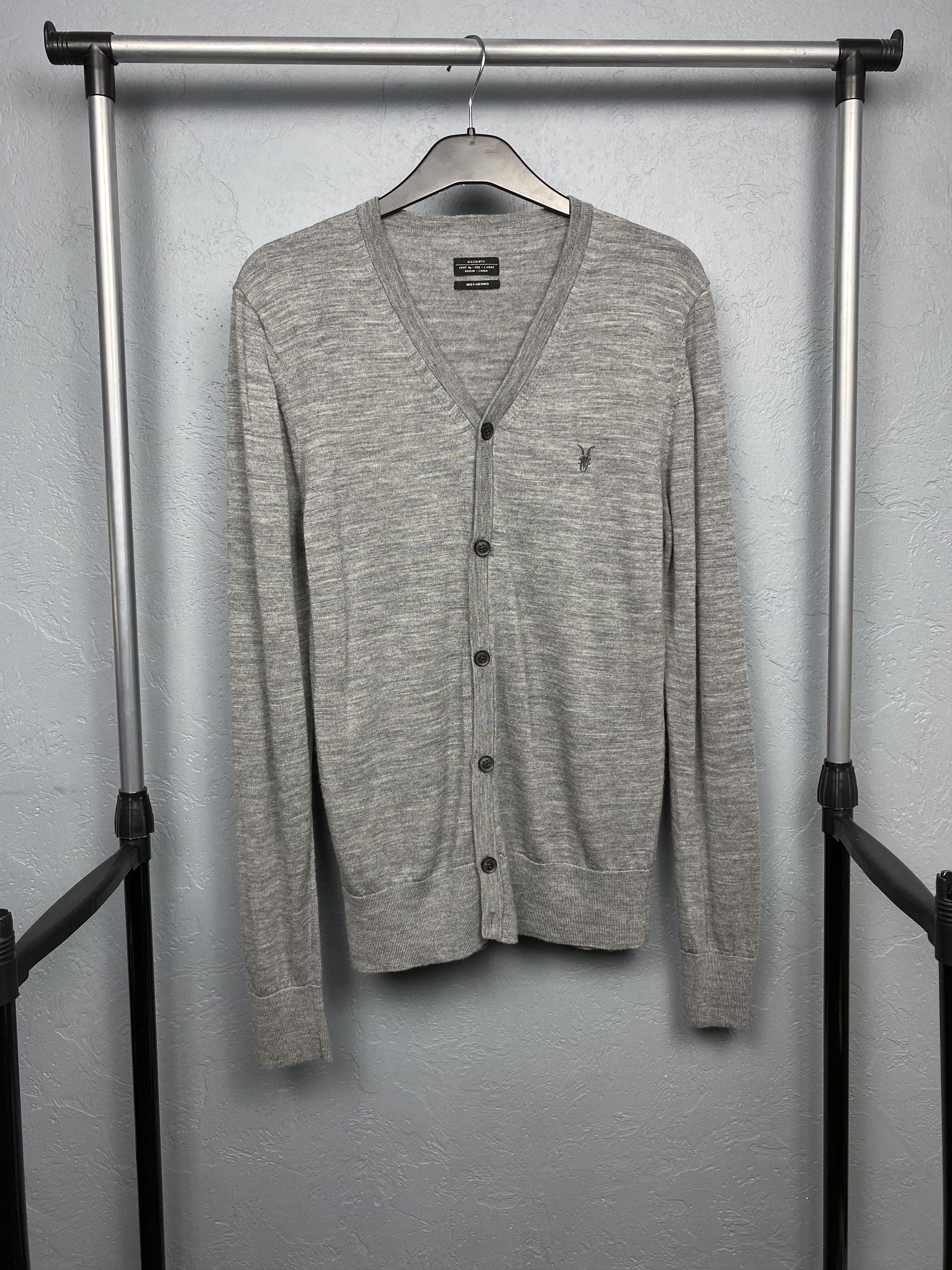 Allsaints Mens Mode Merino Wool Knit Cardigan Sweater