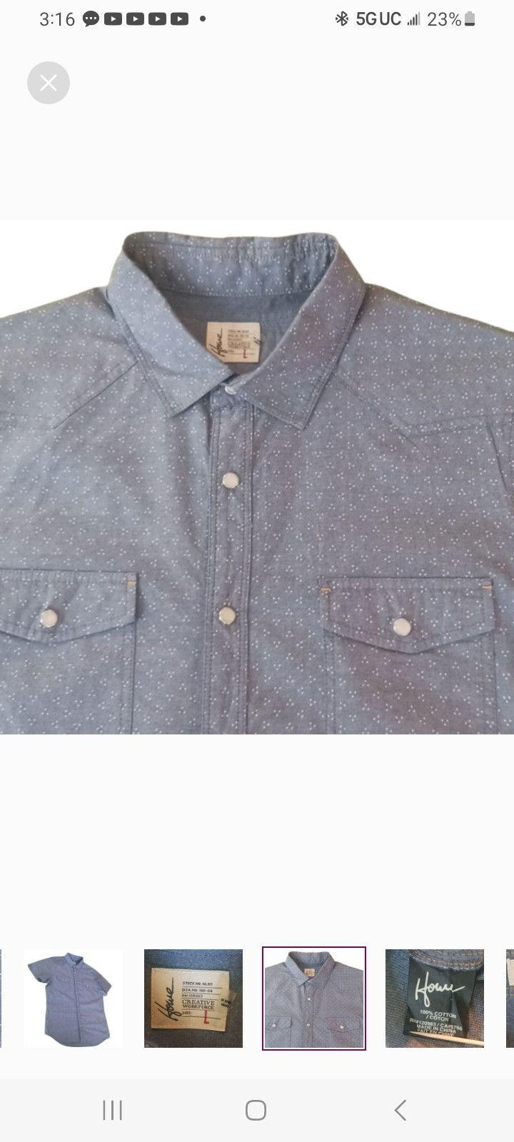 Howe Howe Creative WorkForce Short Sleeve Button Up Shirt. Size US L / EU 52-54 / 3 - 6 Thumbnail