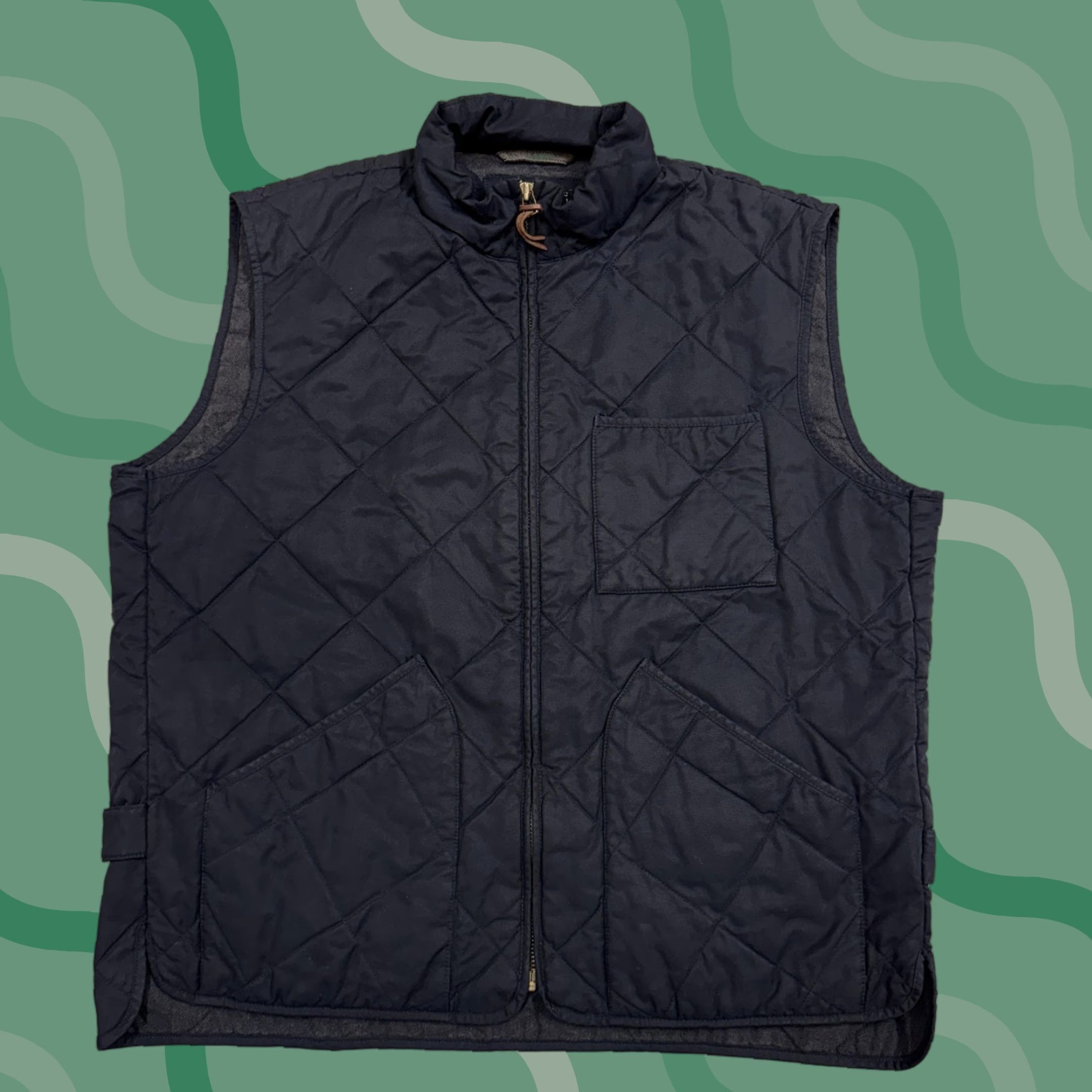 J.Crew J.Crew Quilted Vest Mens XL Navy Blue Full Zip Stand Collar Pockets Insulated Vest Size US XL / EU 56 / 4 - 1 Thumbnail