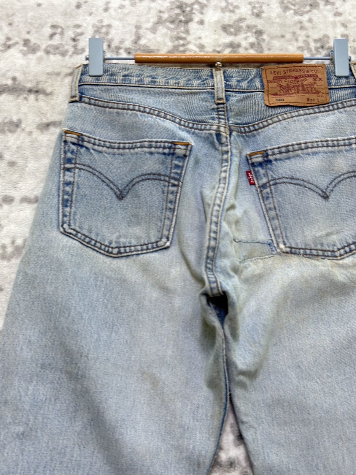 Levi's Vintage Levi’s 501 Distressed Knee Rip Patchwork Denim Jeans Size US 27 - 10 Thumbnail