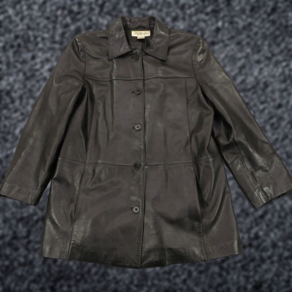 Brooks Brothers Womens Brooks Brothers Leather Jacket Small Five Button Collared Single Breasted Buttoned Size S / US 4 / IT 40 - 1 Thumbnail
