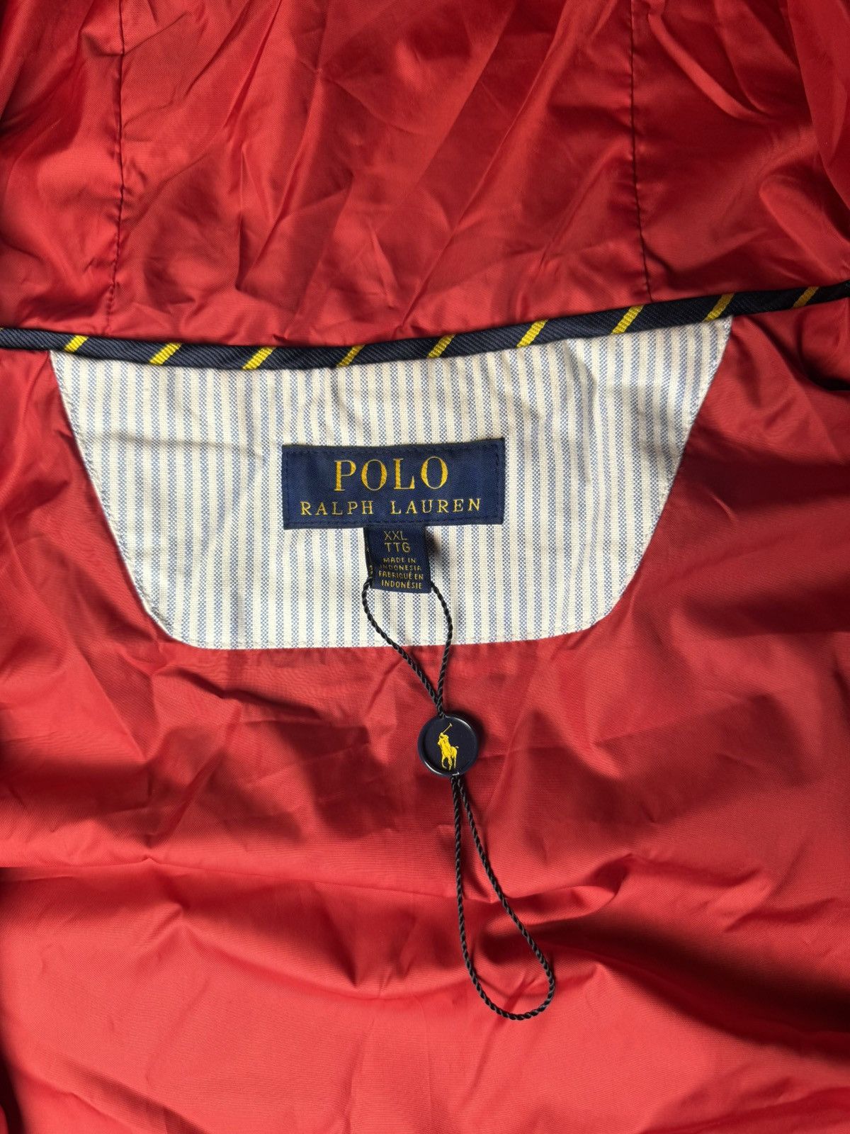 Polo Ralph Lauren Polo Ralph Lauren Hooded Jacket Navy Red Lined Windbreaker Size US XXL / EU 58 / 5 - 6 Thumbnail