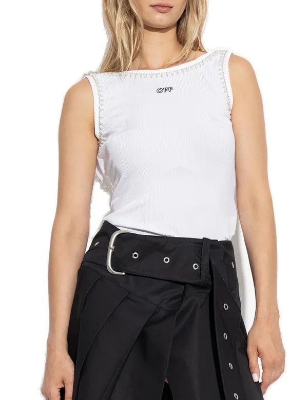 Off-White o1y1225 Logo Crop Top in White Size XS / US 0-2 / IT 36-38 - 2 Thumbnail