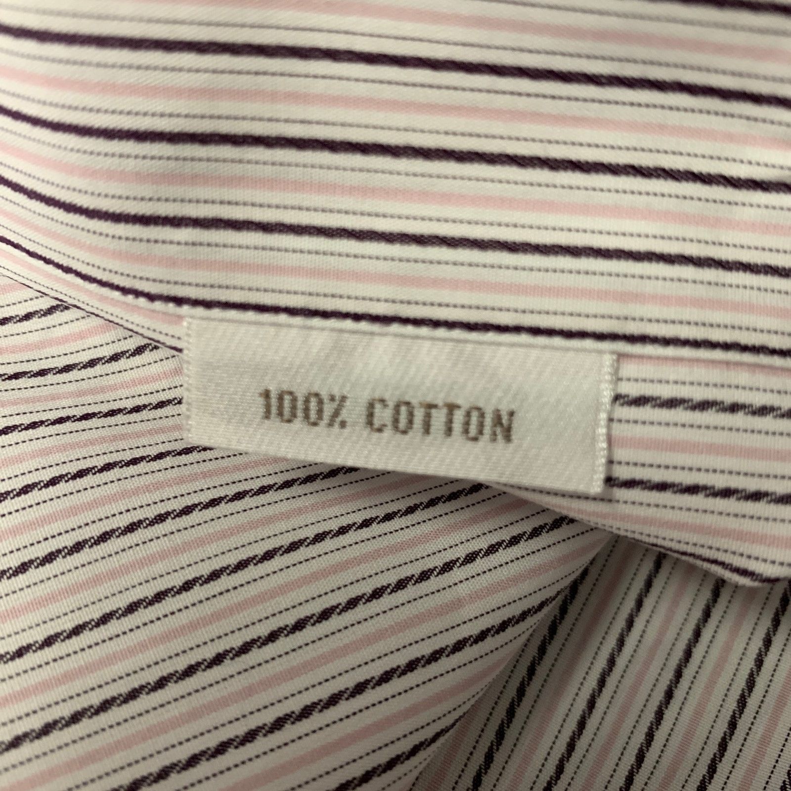Brioni BRIONI XL White Brown Pink Stripe Cotton French Cuff Shirt Size US XL / EU 56 / 4 - 7 Thumbnail
