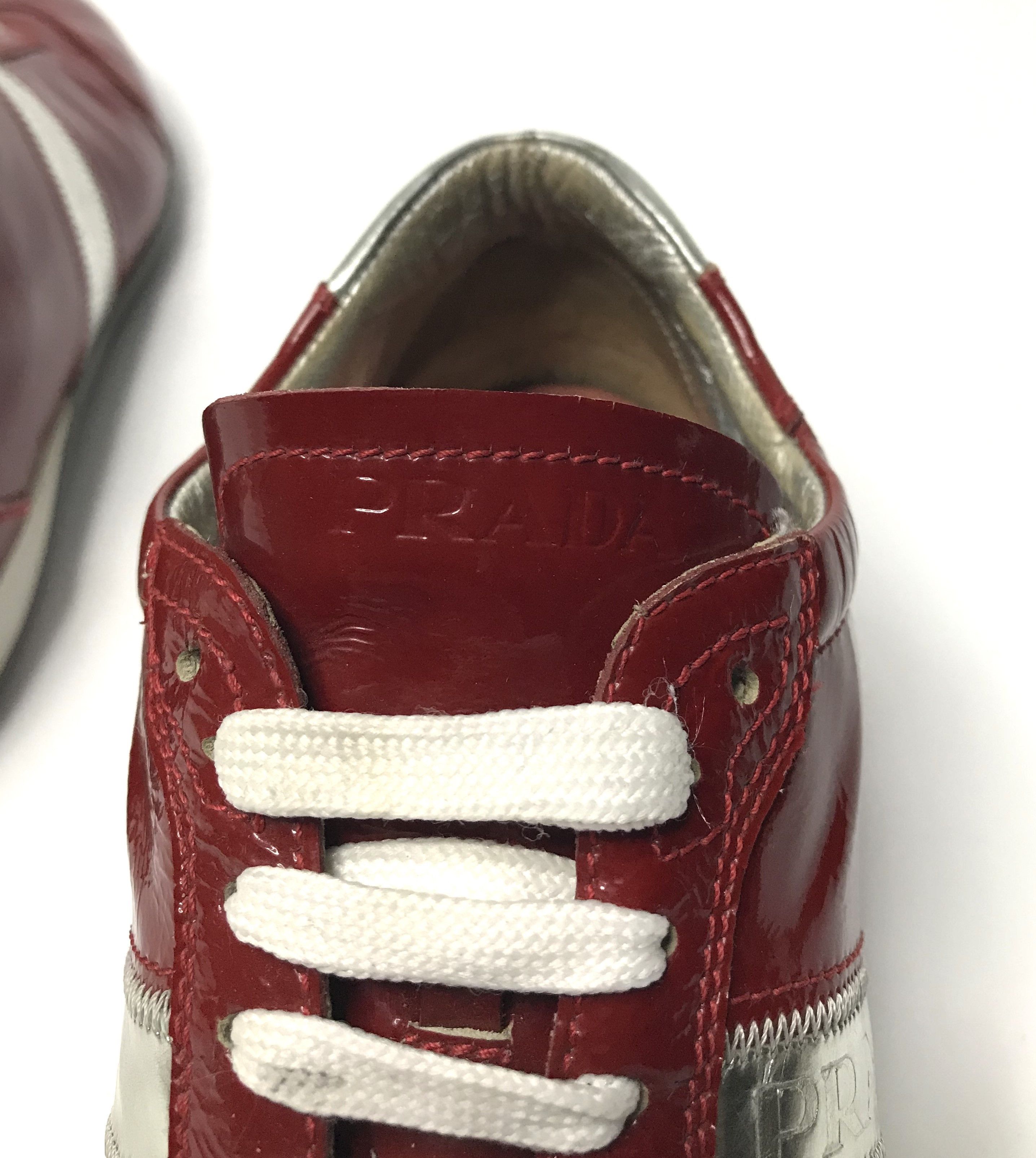 Prada Prada Womens Patent Leather Sneakers Sz 37 Red Size US 7.5 / IT 37.5 - 6 Thumbnail