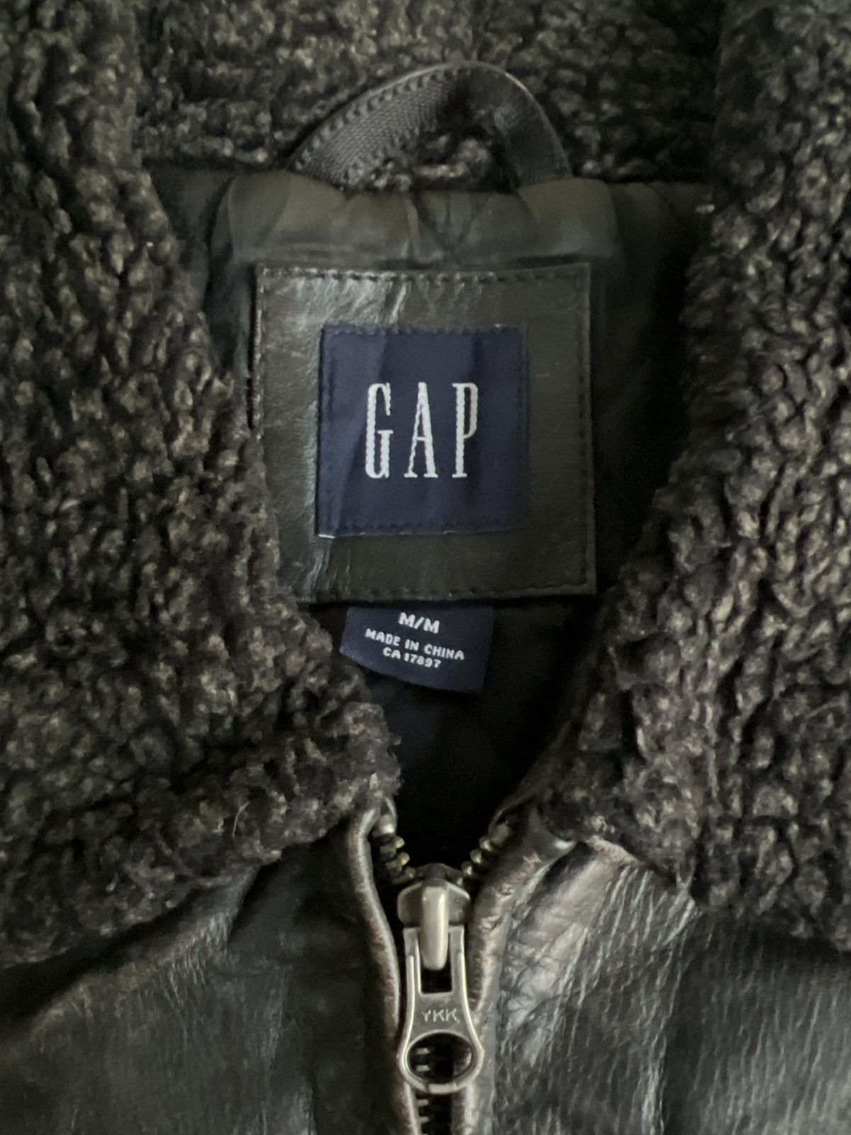 Gap 1990s GAP 🇺🇸 Fur Neck Leather Biker Jacket Size US M / EU 48-50 / 2 - 8 Thumbnail