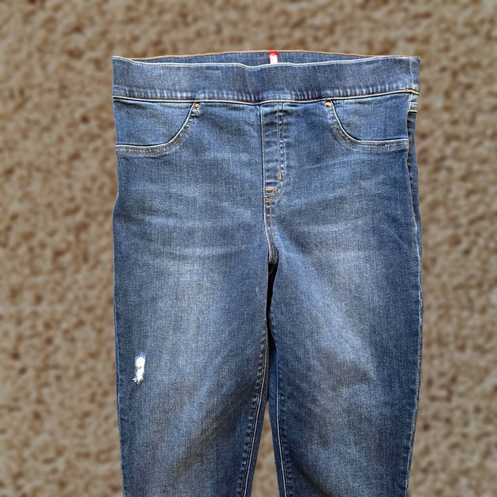 Spanx Spanx Jeans Womens Large Pull On Stretch Distress Raw Hem Skinny Mid Rise Casual Jeans Size 36" / US 14 / IT 50 - 1 Thumbnail