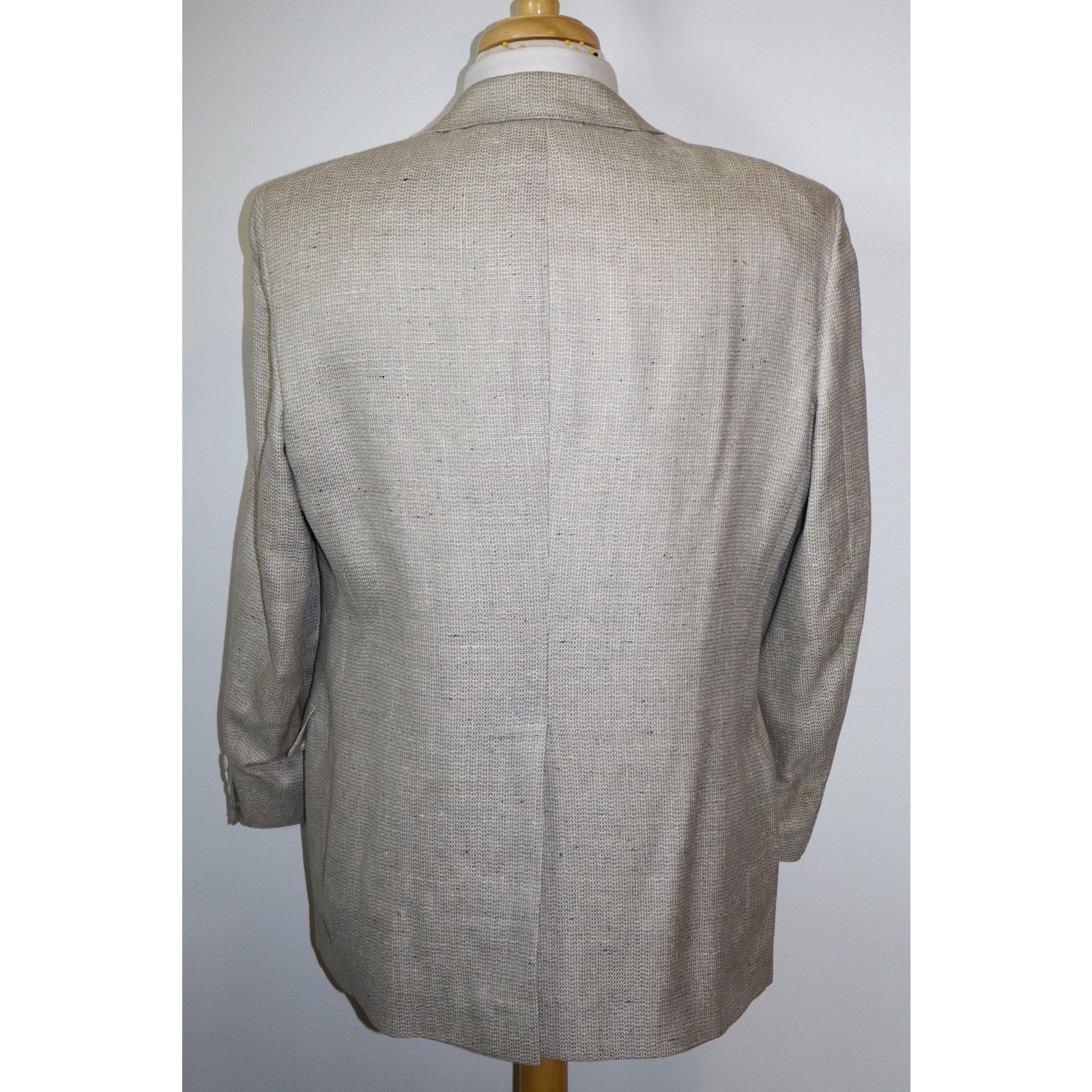 Christian Dior Monsieur 40S Vintage Christian Dior Flecked Ivory Silk Tweed Blazer Size 40S - 4 Thumbnail