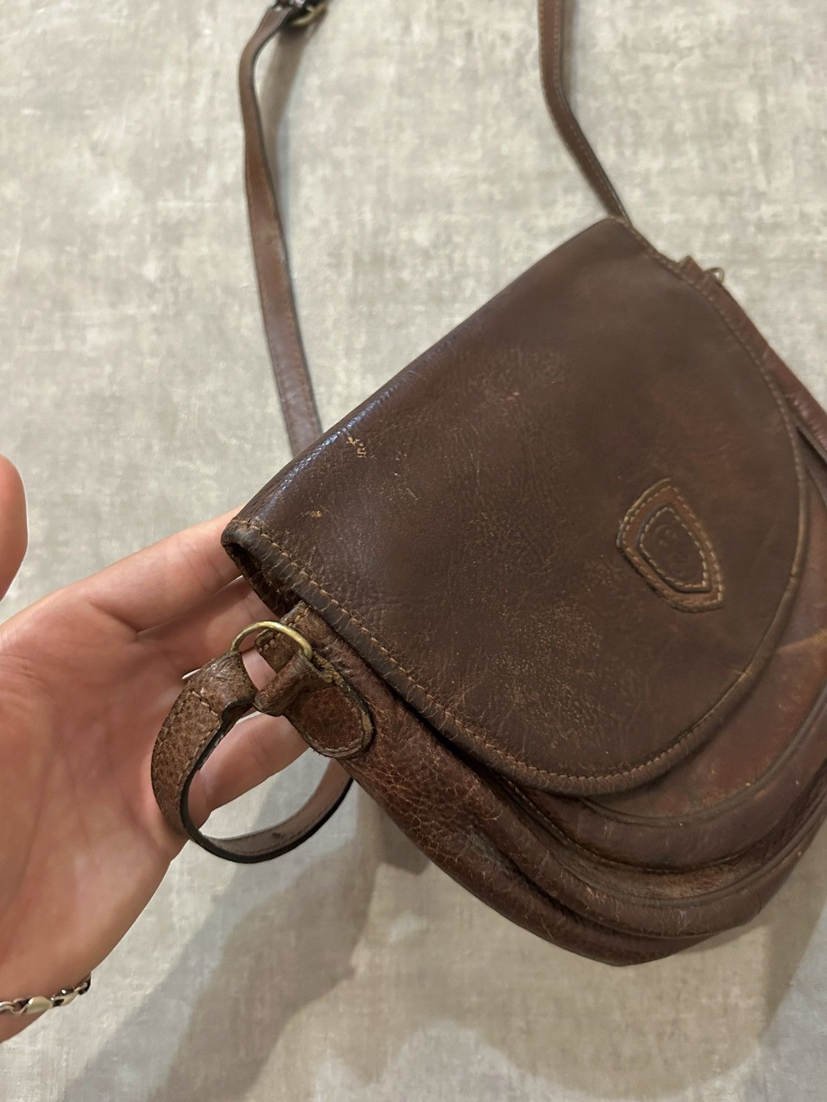 Vintage Vintage Leather Messenger Distressed Brown Handmade Bag Size ONE SIZE - 11 Thumbnail