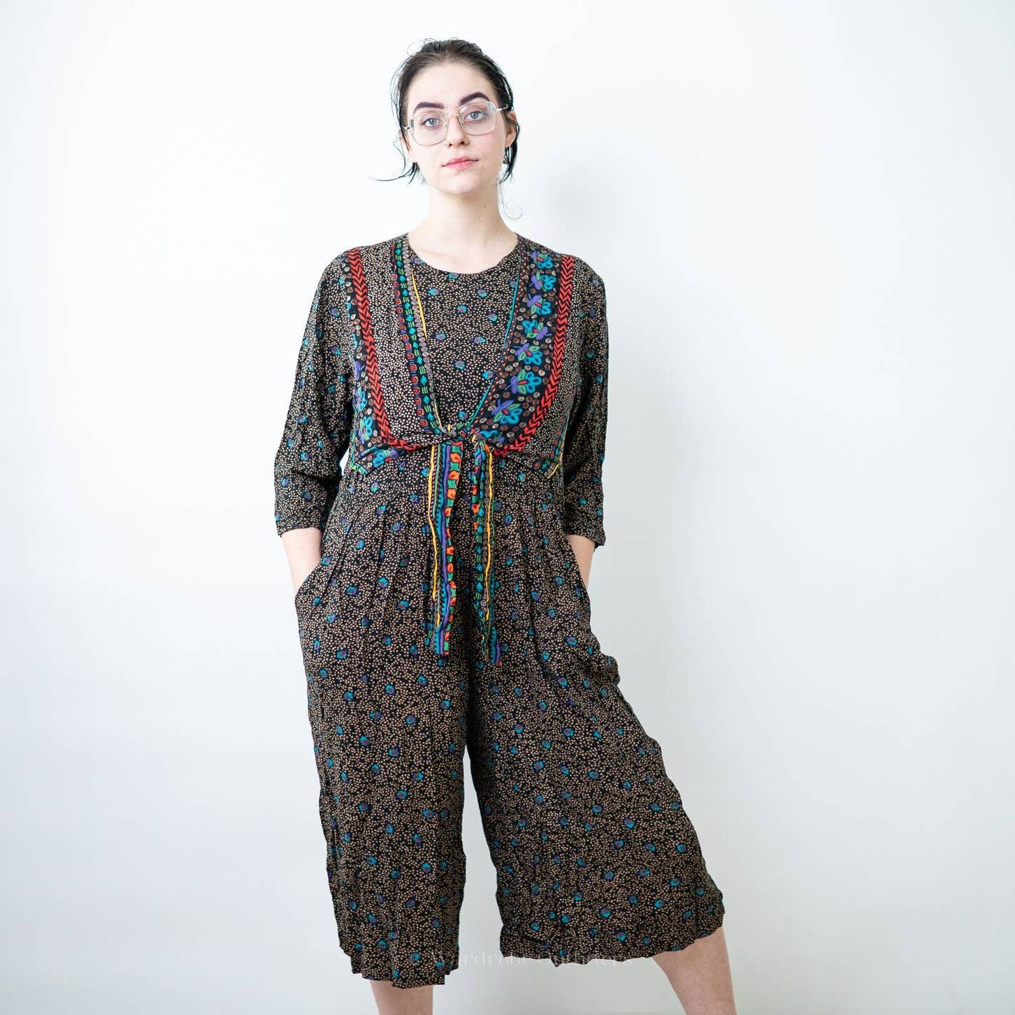 Vintage Vintage 90s Boho Cottagecore Romper Dress - M Size 30" / US 8 / IT 44 - 6 Thumbnail