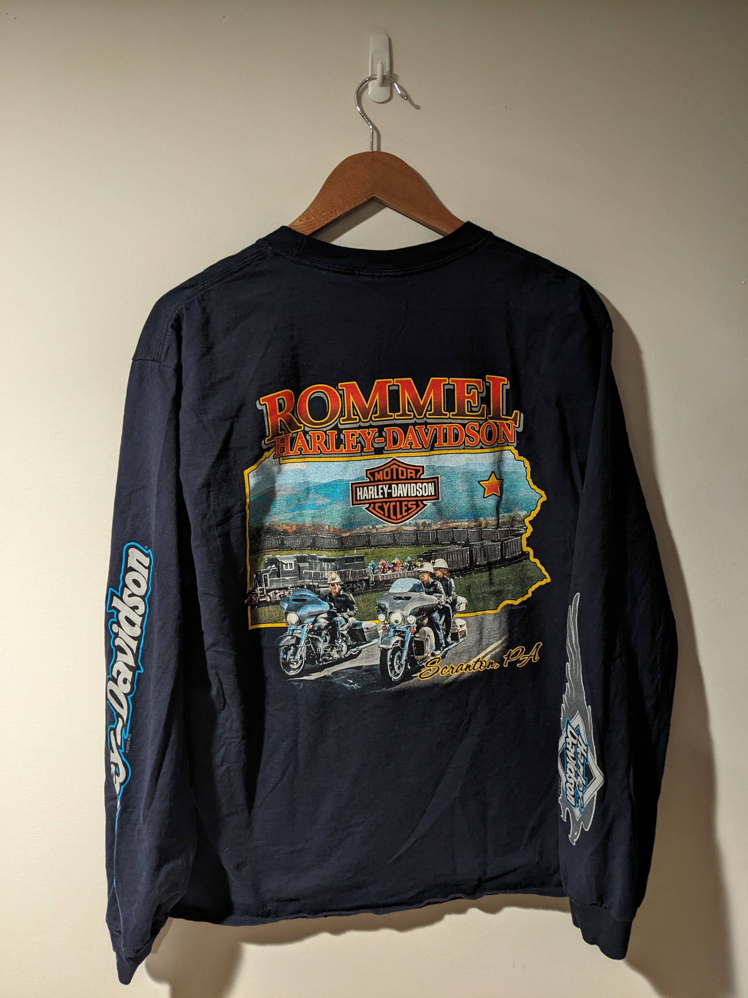 Harley Davidson × Vintage Vintage 2015 Harley Davidson Motorcycle Flames Long Sleeve Size US L / EU 52-54 / 3 - 7 Thumbnail