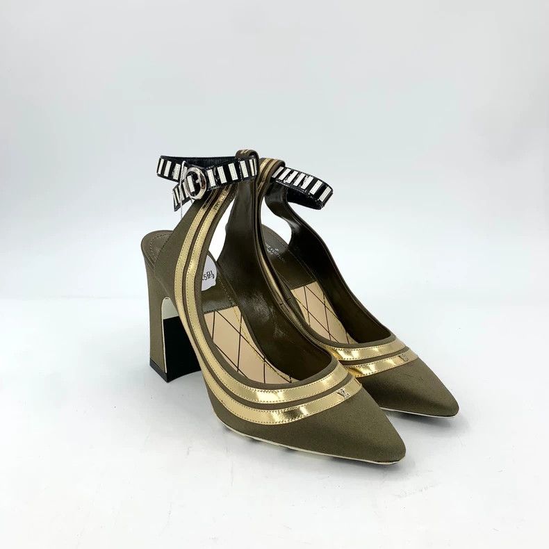 Louis Vuitton Louis Vuitton Dark green chunky high-heeled sandals with p Size US 7 / IT 37 - 2 Thumbnail