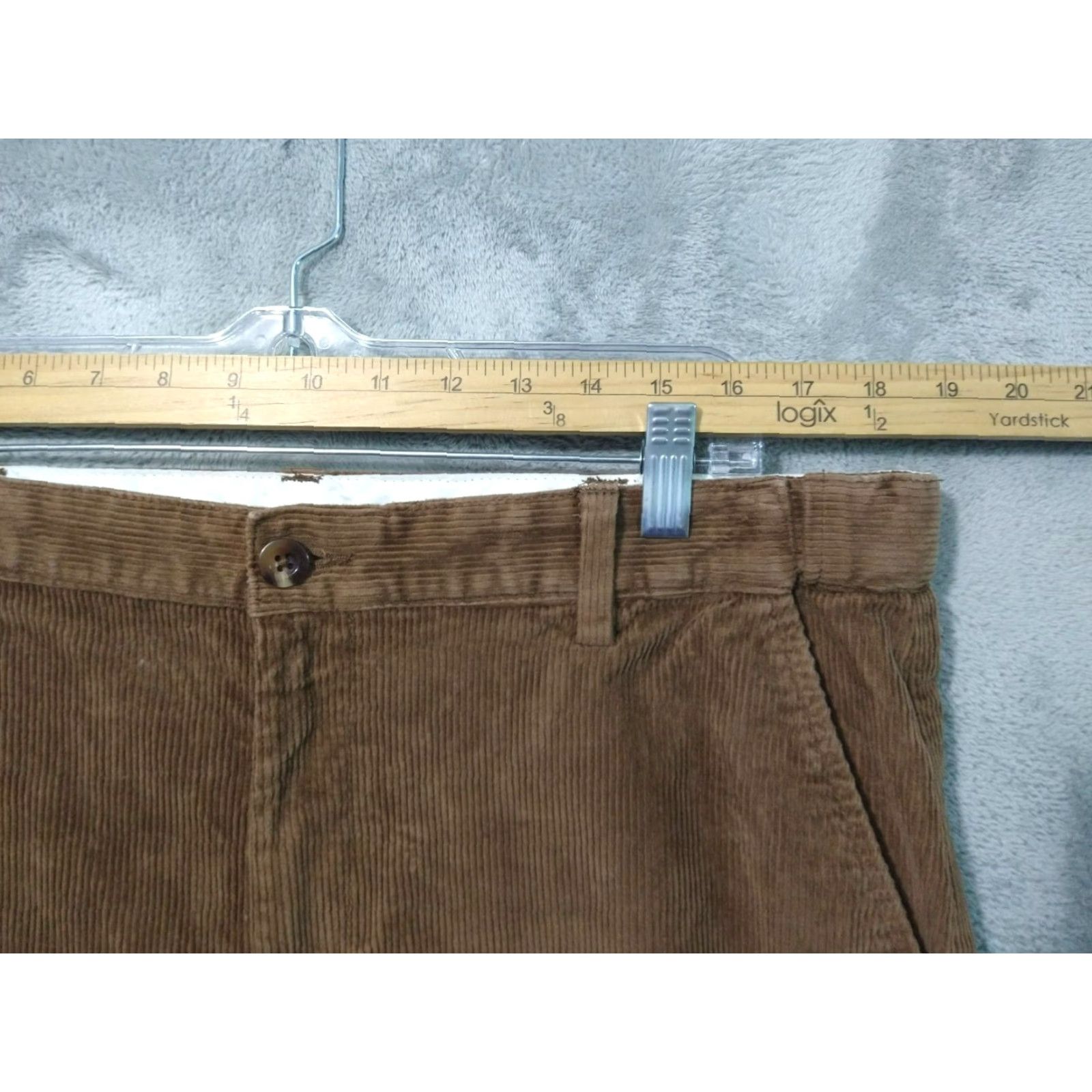 Vintage LL Bean Pants Mens 37x32 Flat Front Brown Corduroy Cotton Stretch Comfort Waist Size US 37 - 3 Thumbnail