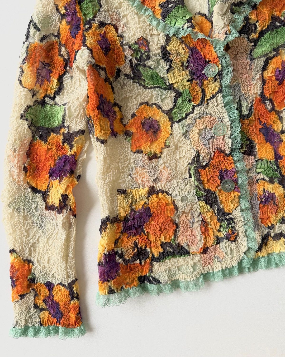 Japanese Brand YUKI TORii WRINKLED PLEATS FLORAL SHIRT Size L / US 10 / IT 46 - 5 Thumbnail