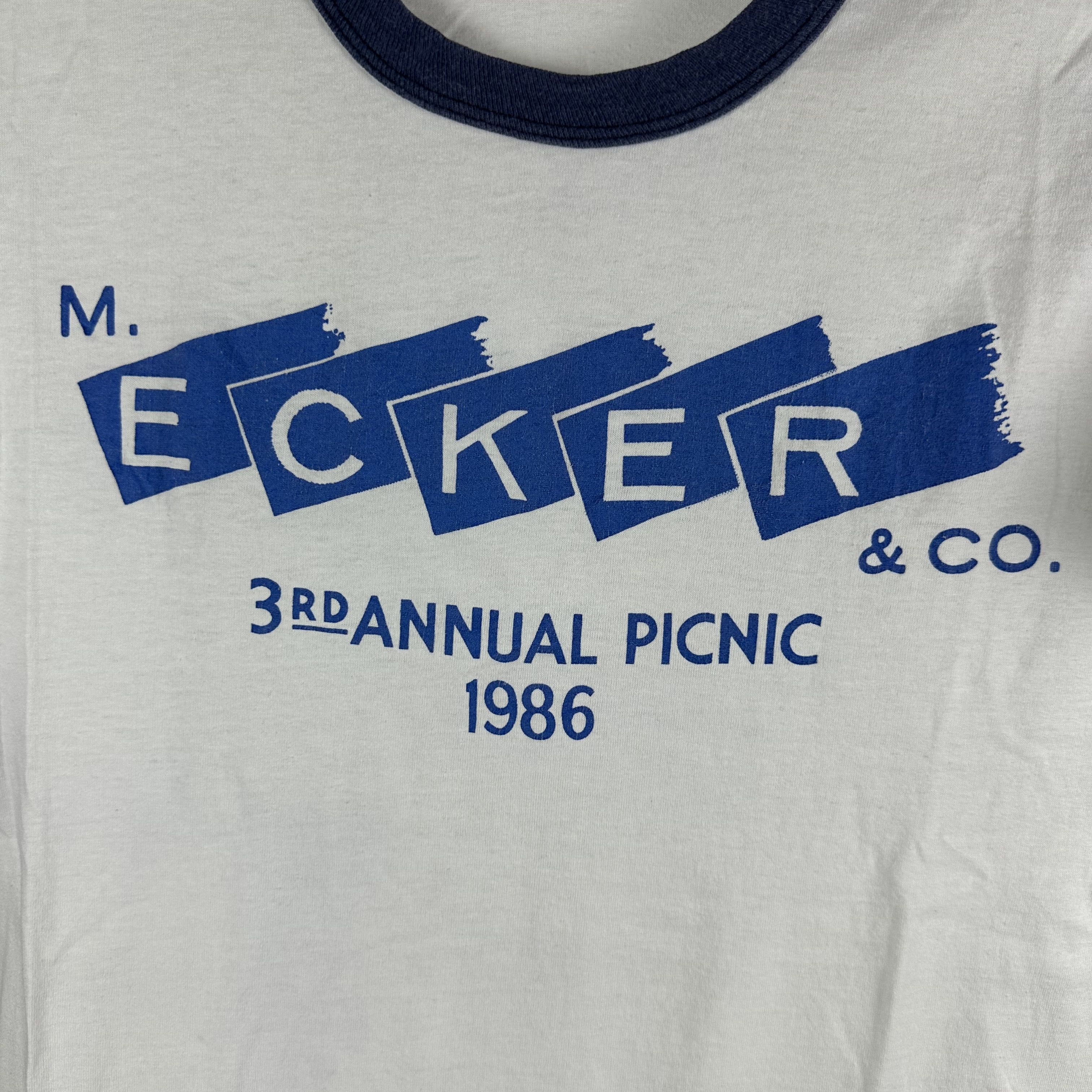 Vintage 1986 M. Ecker & Co 3rd Annual Picnic Ringer T-Shirt Size US S / EU 44-46 / 1 - 2 Thumbnail