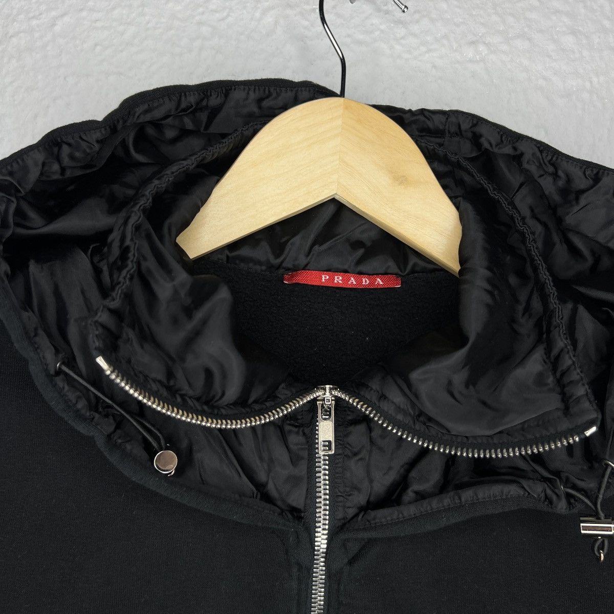 Designer × Prada Prada Hoodie Zip Up Black Nylon Hood Logo Sweatshirt Size XS / US 0-2 / IT 36-38 - 4 Thumbnail