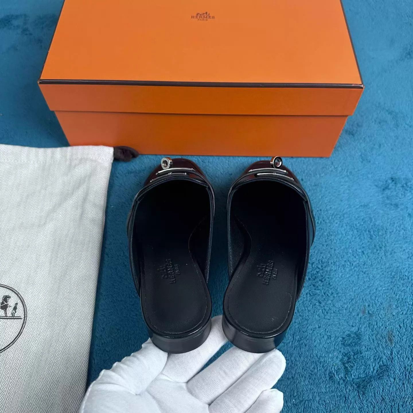 Hermes Hermès OZ Leather Mule Slipper Black Size US 4.5 / IT 34.5 - 4 Thumbnail