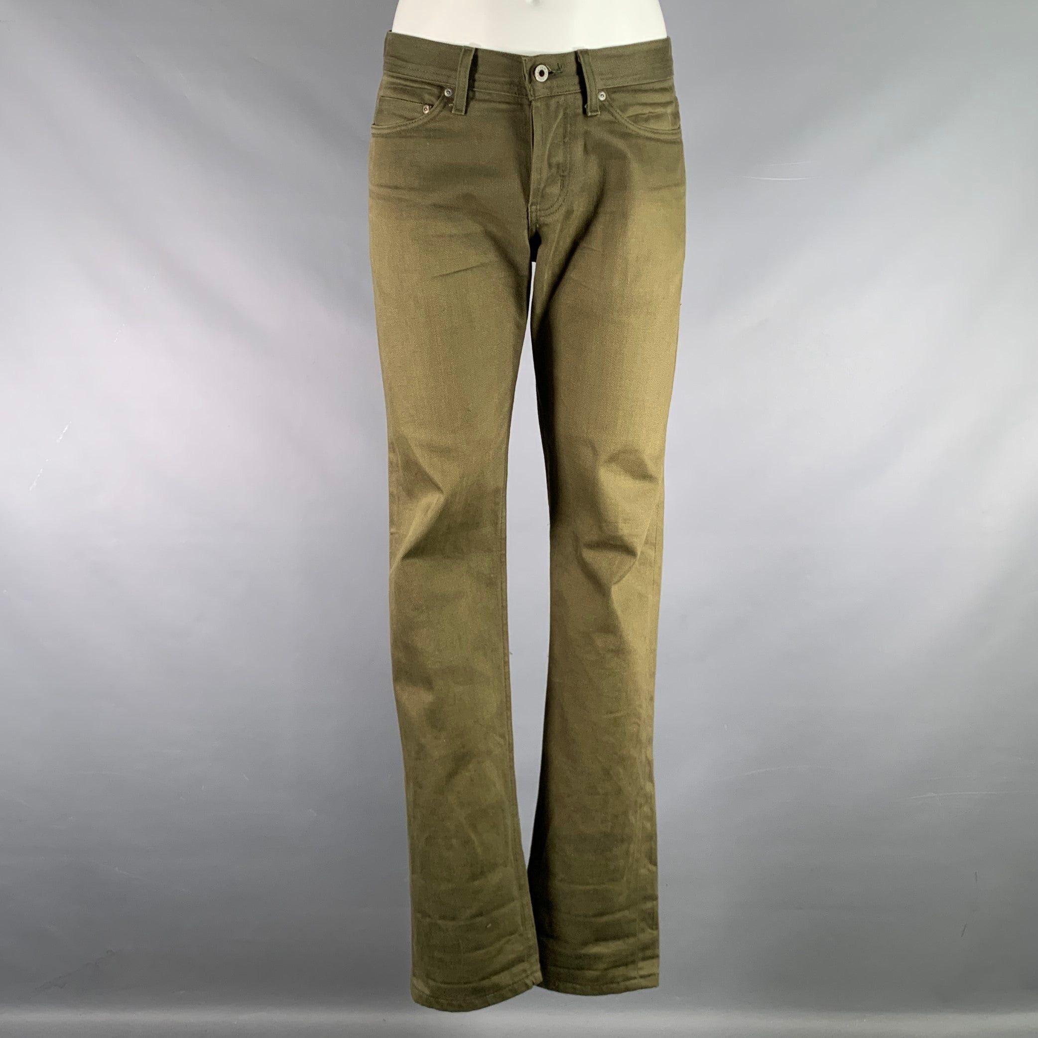 Naked & Famous Green Olive Cotton 5 pockets Jeans | Grailed