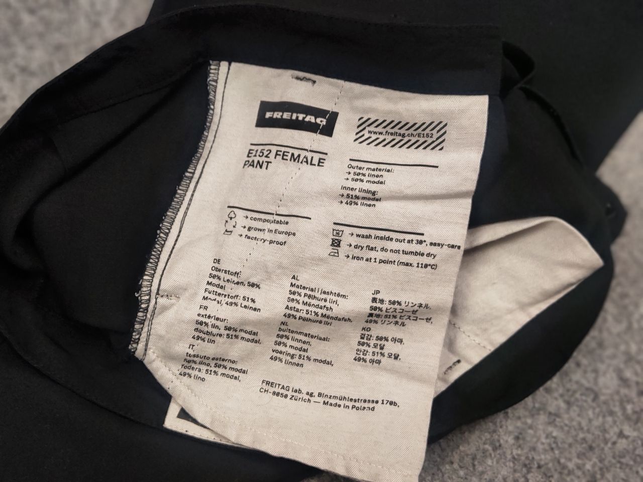 Freitag Freitag E152 Female Linen Blend Black Ankle Pants Size 30" / US 8 / IT 44 - 14 Thumbnail