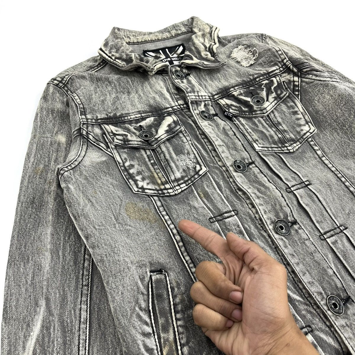 In The Attic 2000s In the Attic Punk Lgb Goa Distressed Denim Jacket Size US M / EU 48-50 / 2 - 7 Thumbnail