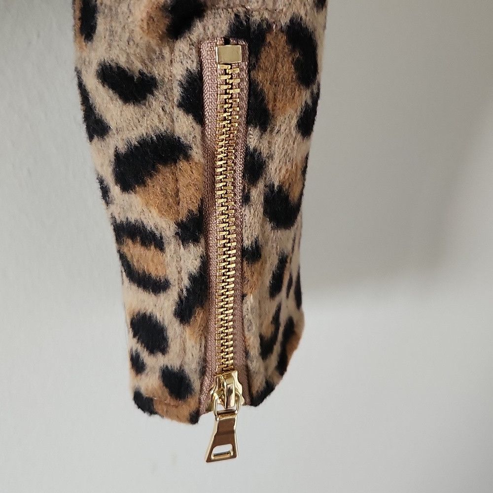 Ann Taylor ANN TAYLOR | Animal Print Moto Jacket Wool Sz XS Size XS / US 0-2 / IT 36-38 - 5 Thumbnail