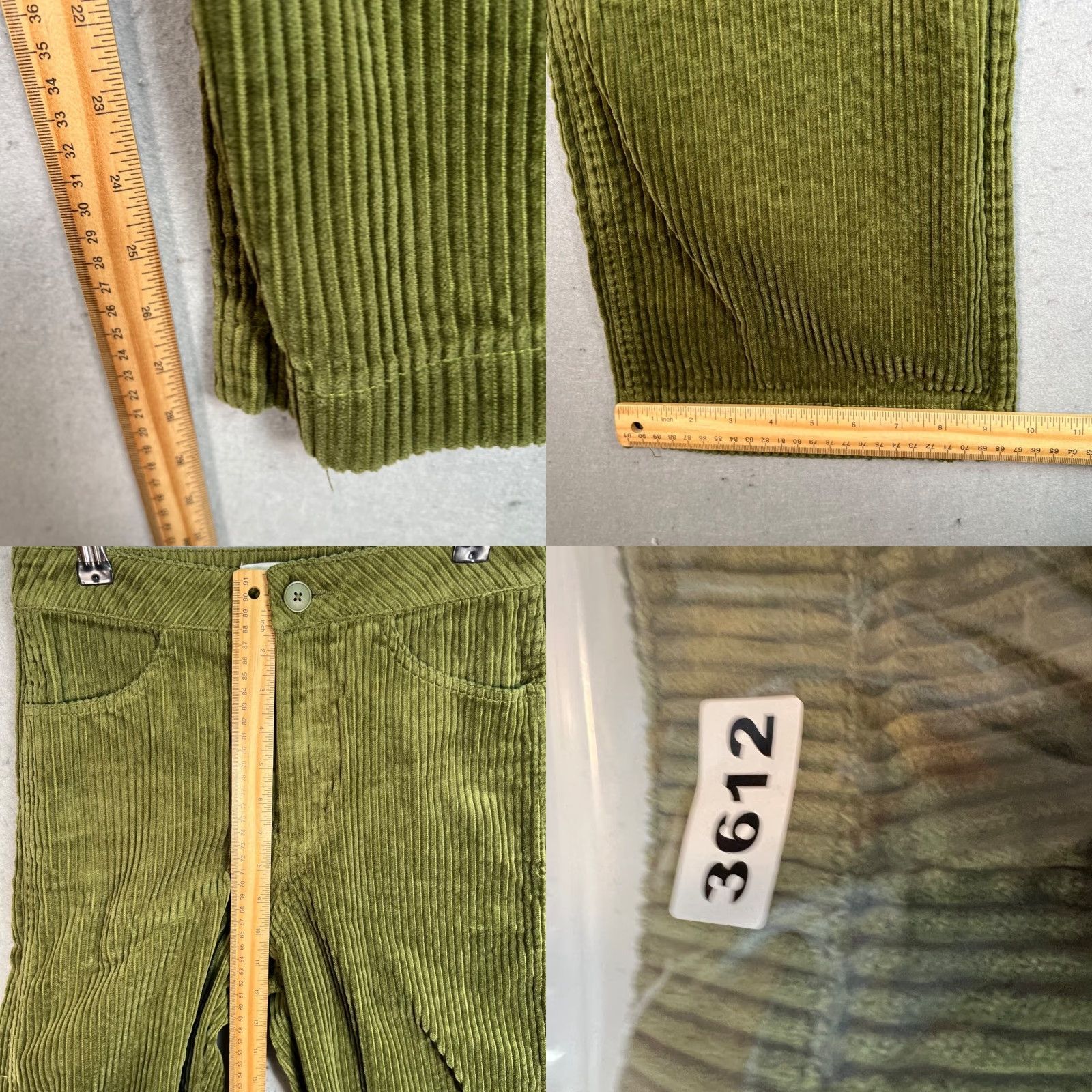 Weekday Weekday Pants Women's 36 Olive Corduroy 100% Cotton Wide-Leg Front Flat Spring Summer Chino Inseam 28 in Womens Size 25" / US 0 / IT 36 - 8 Thumbnail