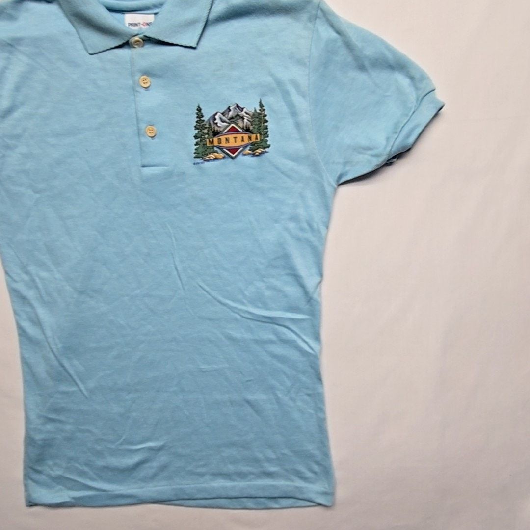 Vintage Vintage Montana Polo Nature Graphic Light Blue S Shirt 90s Size S / US 4 / IT 40 - 3 Thumbnail