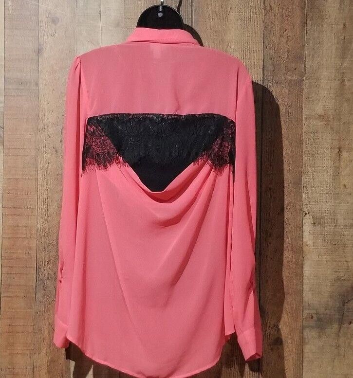 Saint Vanity Vanity Top Large pink & Black Lace Cut Semi Sheer Open Back Size L / US 10 / IT 46 - 4 Thumbnail